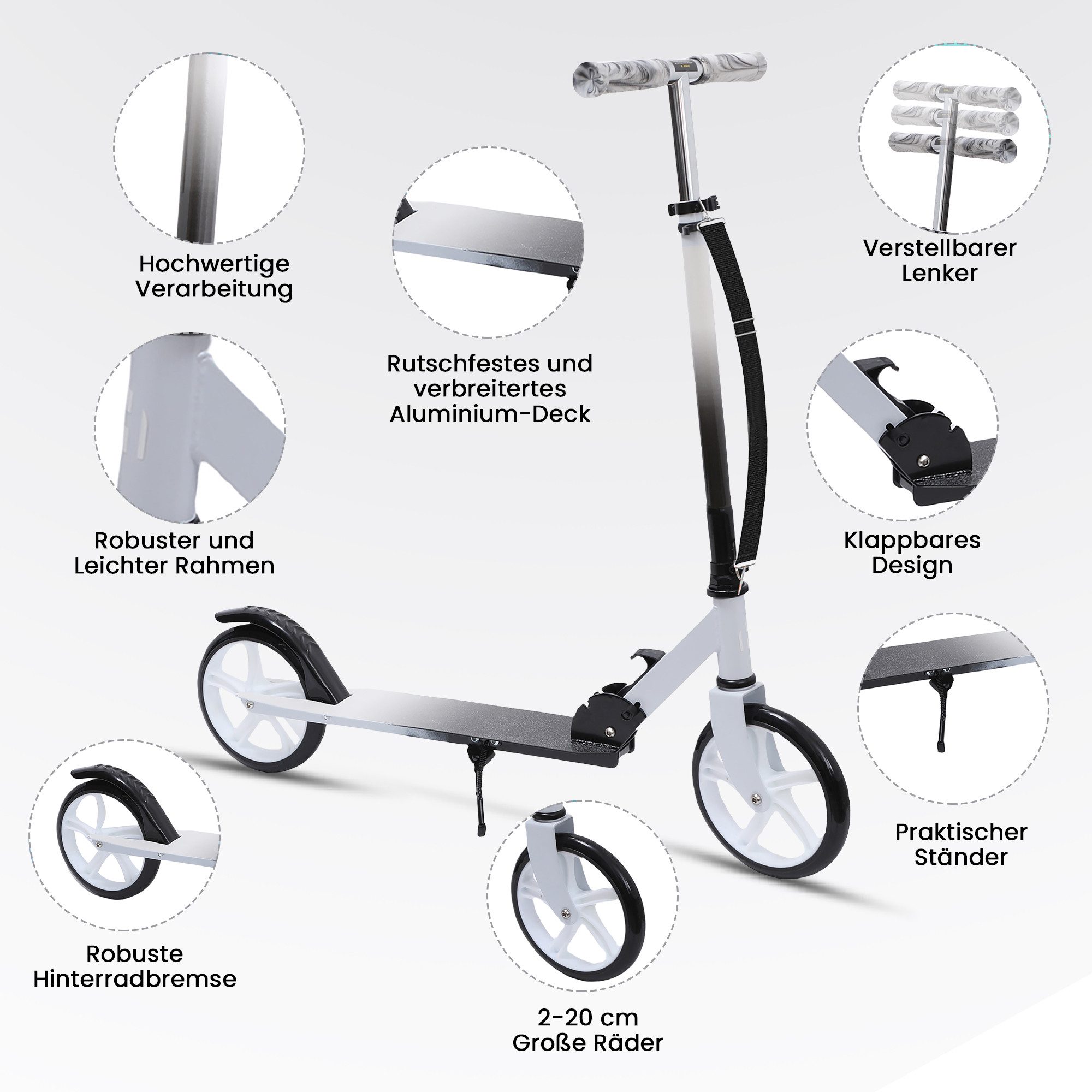 Habib Gruppe Scooter Kinderroller 200mm Cityroller, Klappbar & bis 100kg