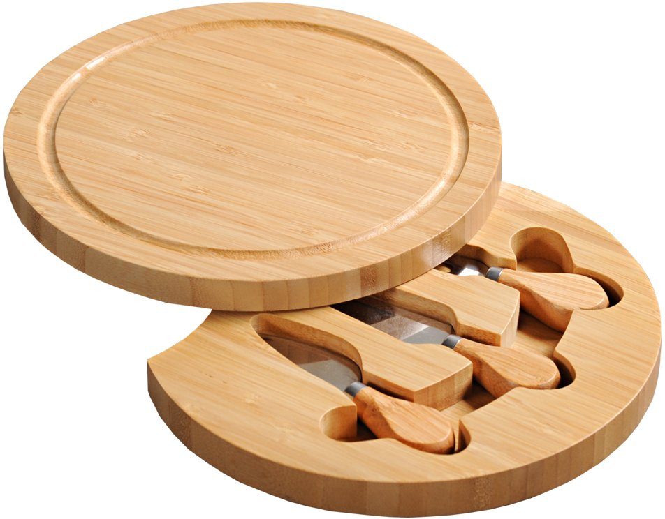 KESPER® Käsebrett, Bambus, (Set, 4-St), mit dreiteiligem Käsebesteck