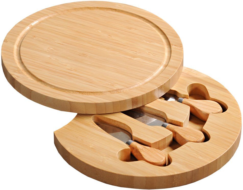 KESPER for kitchen & home Käsebrett, Bambus, (4-St), mit dreiteiligem  Käsebesteck, Das passende Werkzeug für jeden Käse | Servierplatten