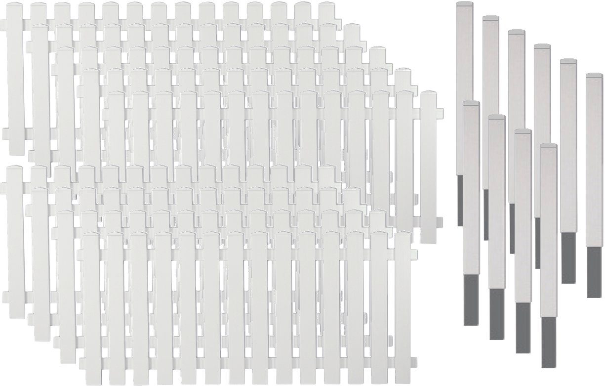 Tetzner & Jentzsch Gartenzaun Lexington 7, (Set), Kunststoff, 80 cm hoch, 9 Elemente für 17,10 m, mit 10 Alu-Pfosten