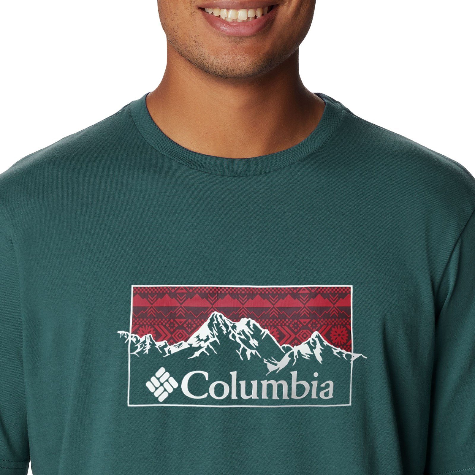 CSC™ Tee metal Grafik-Druck der Kurzarmshirt Seasonal green mit Logo 347 auf Columbia Brust