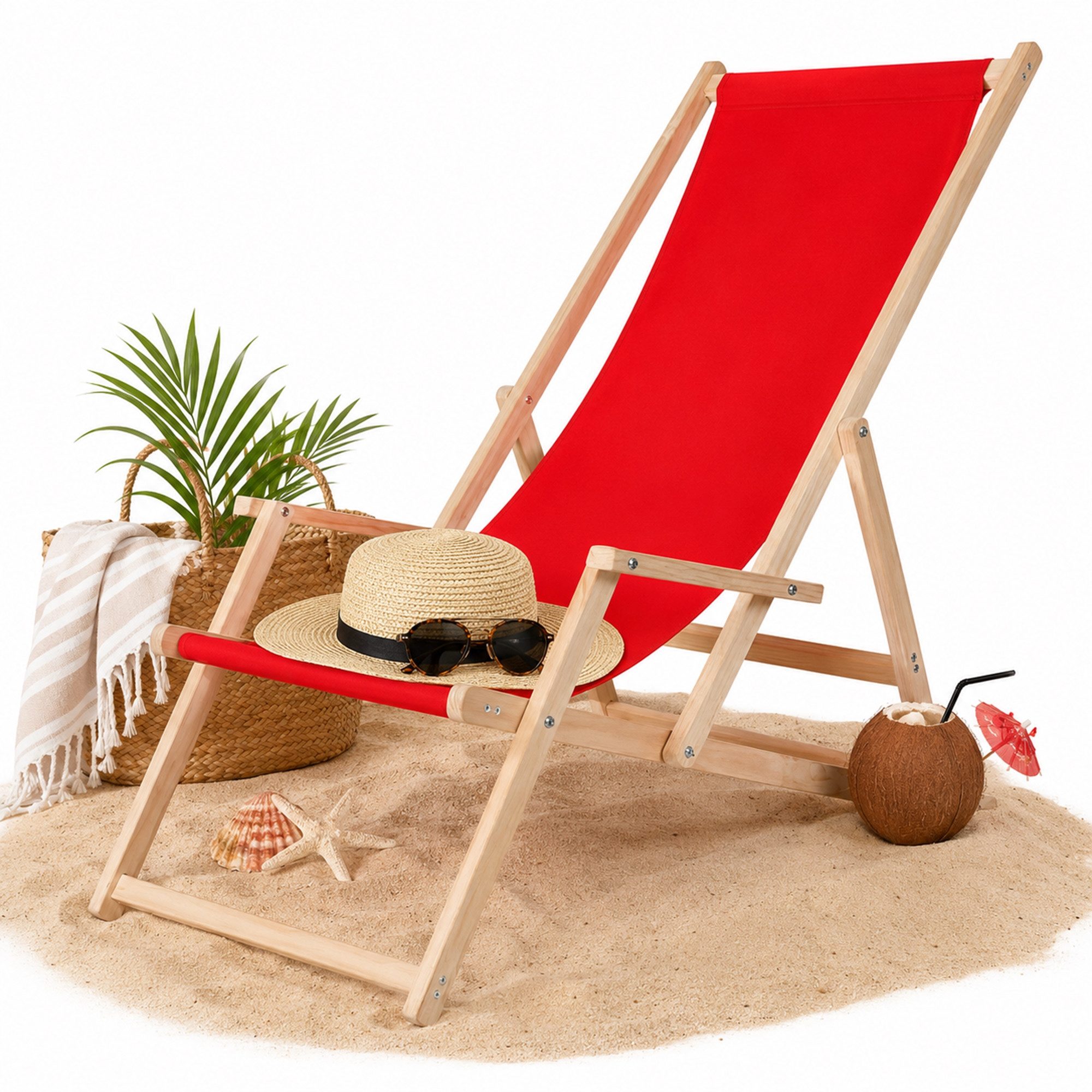 Mucola Gartenstuhl Strandliege Liegestuhl Gartenliege Sonnenliege Strandstuhl Balkonliege (Stück), Inkl. Sicherung gegen ungewolltes Zusammenklappen