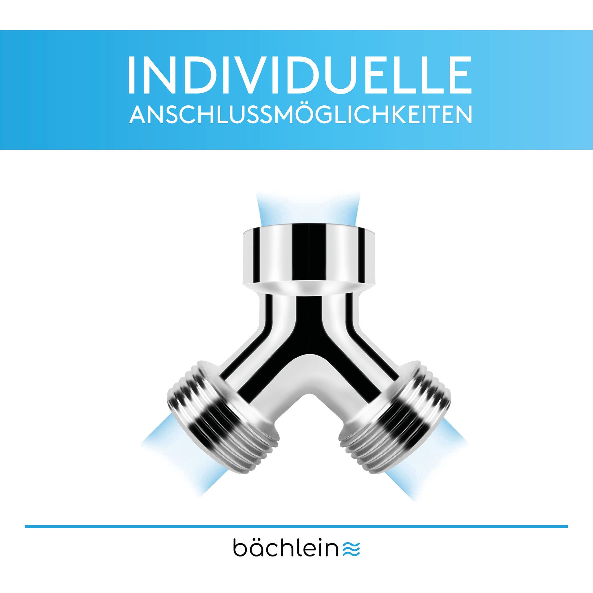 Bächlein 2-Wege-Ventil Hochwertiger Y-Verteiler, (genormtes Gewinde), 360° rotierbarer Wasseranschluss für zwei Geräte