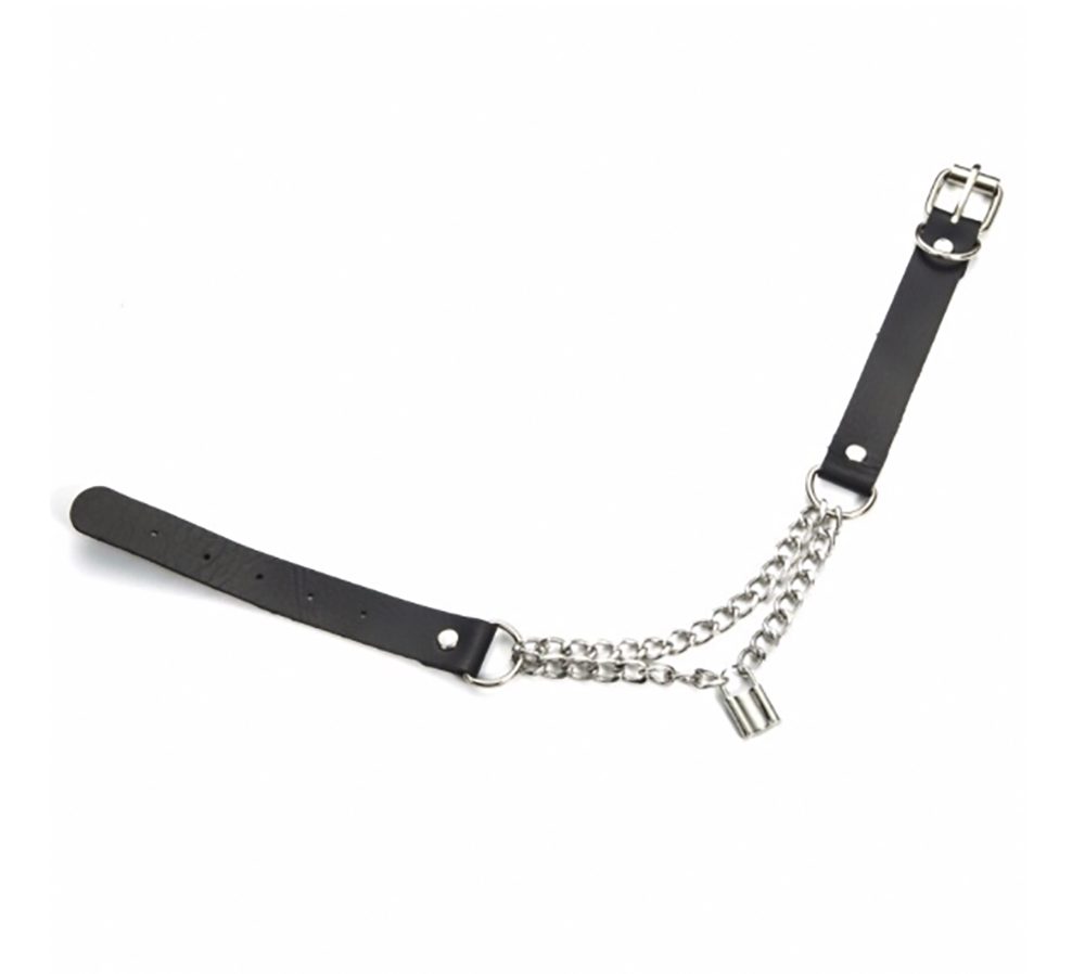 Schwarz Kette Sklave Halsband BDSM mit Erotik-Halsband Schlossanhänger Sandritas SM Bondage