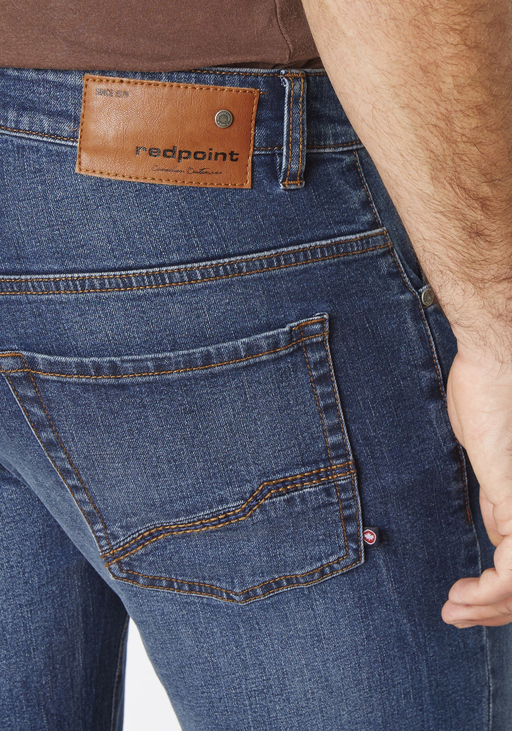 mit Denim Redpoint Barrie stone Stretchanteil used Modern-Fit Jeans 5-Pocket-Jeans dark