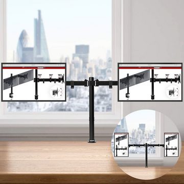 Duronic Monitorständer, (DM152 Monitorhalterung, Monitorständer für 2 Monitore bis 27 Zoll, VESA 75/100, Belastbarkeit 8kg, Höhenverstellbar, Neigbar -90° bis +35°, Drehbar 360°, Monitorarme aus Stahl)