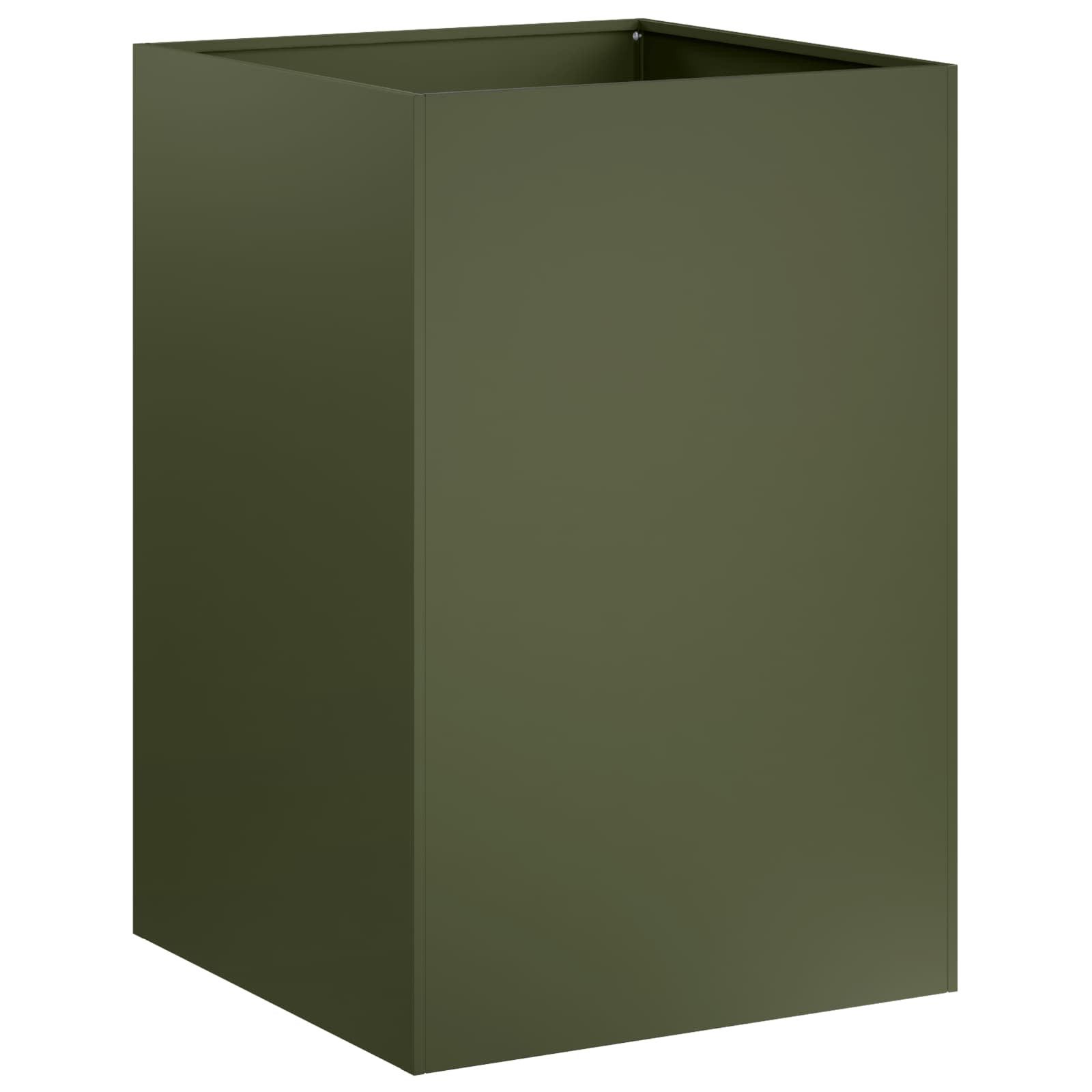 vidaXL Blumentopf Garten-Pflanzgefäß Olivgrün 40 x 40 x 75 cm Kaltgewalzter Stahl (1 St)