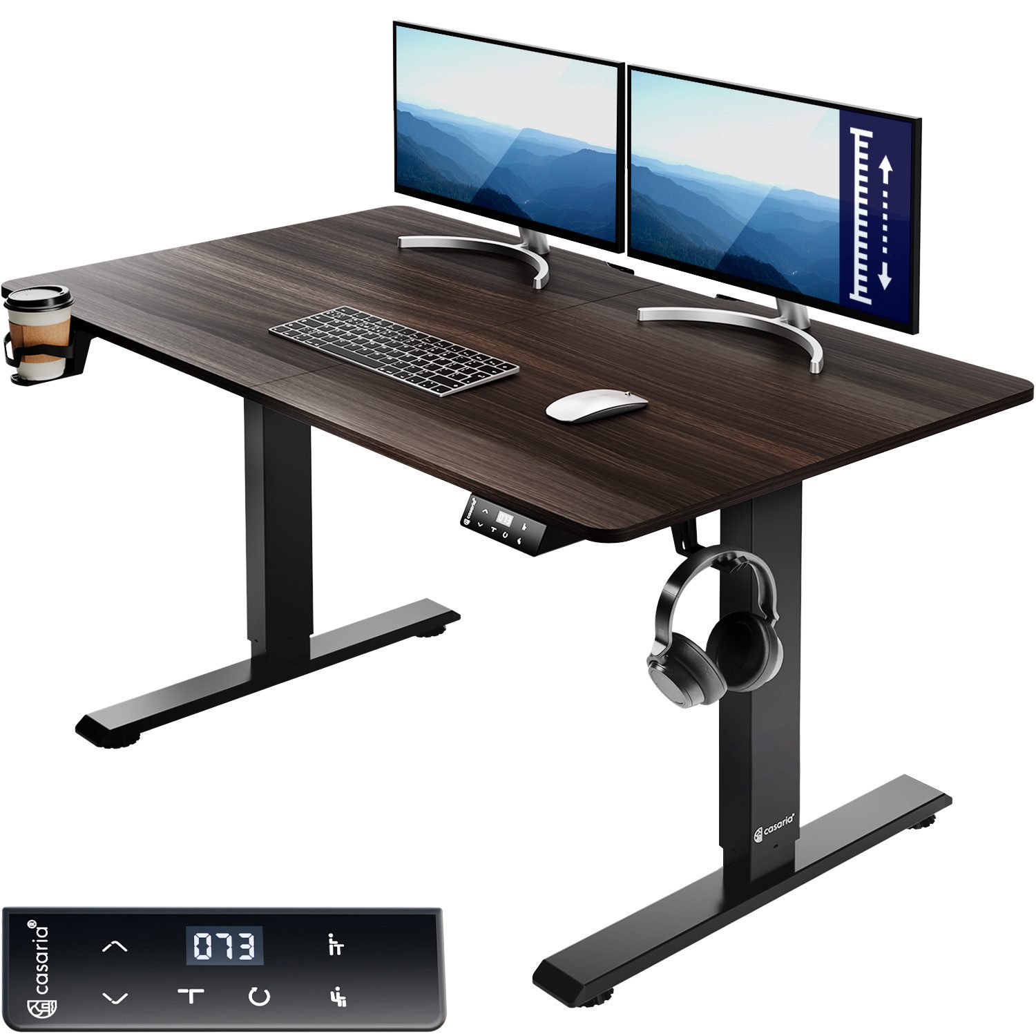 Casaria Schreibtisch, Elektrisch LCD- Display 73-118cm Stahlgestell Zubehör günstig online kaufen