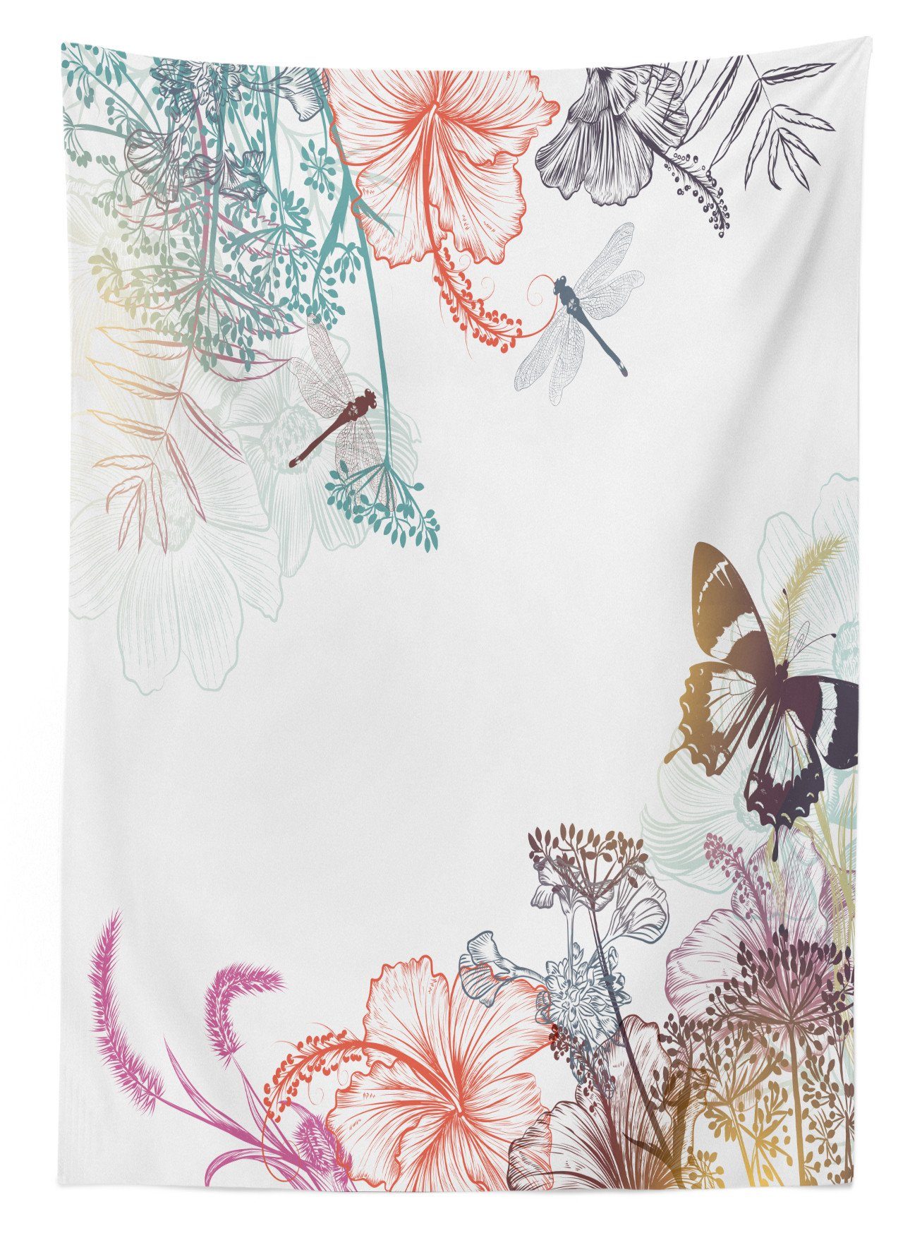 Außen Für Kräuter Farben, geeignet den Blumen Abakuhaus Farbfest Tischdecke Klare Bereich Libelle Waschbar
