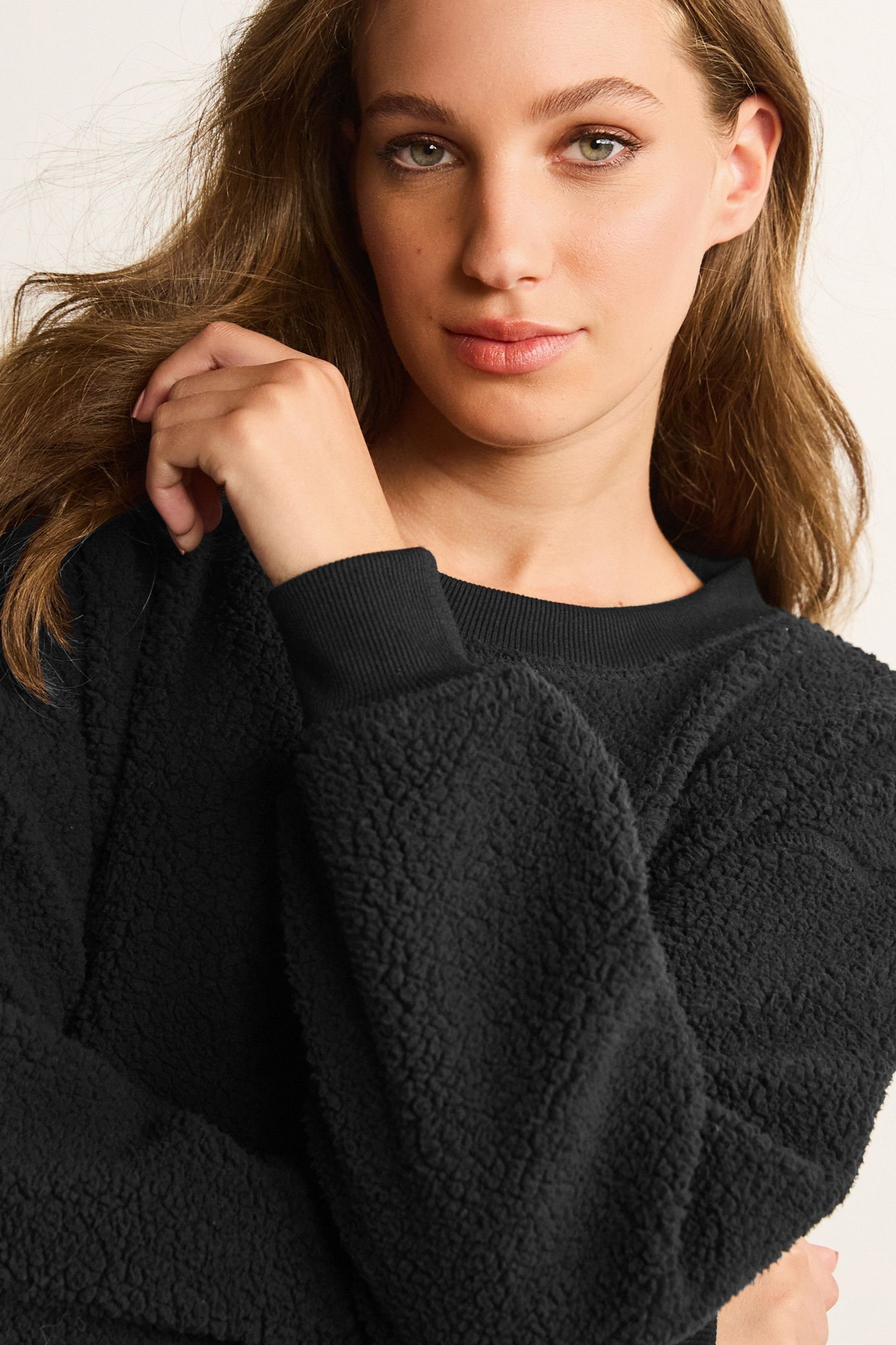 Black (1-tlg) Fleece-Sweatshirt Longsweatshirt Langes Next