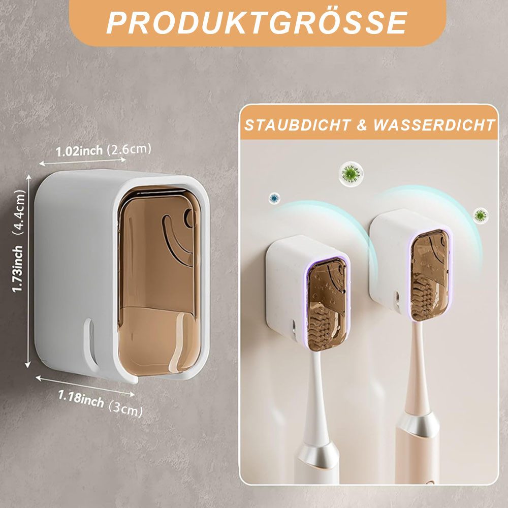 AFKSMILE Zahnbürstenhalter Wandhalterung für Zahnbürsten im Badezimmer mit Deckel, Starker selbstklebender Zahnbürstenhalter für die ganze Familie