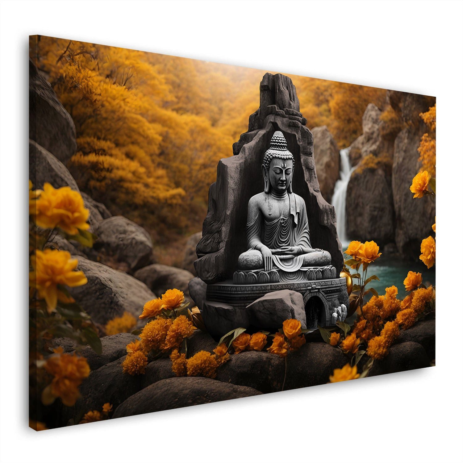 Artedinoi Leinwandbild Buddha Natur Wandbild Leinwandbild Kunst XXL Deko, Buddha in der Natur