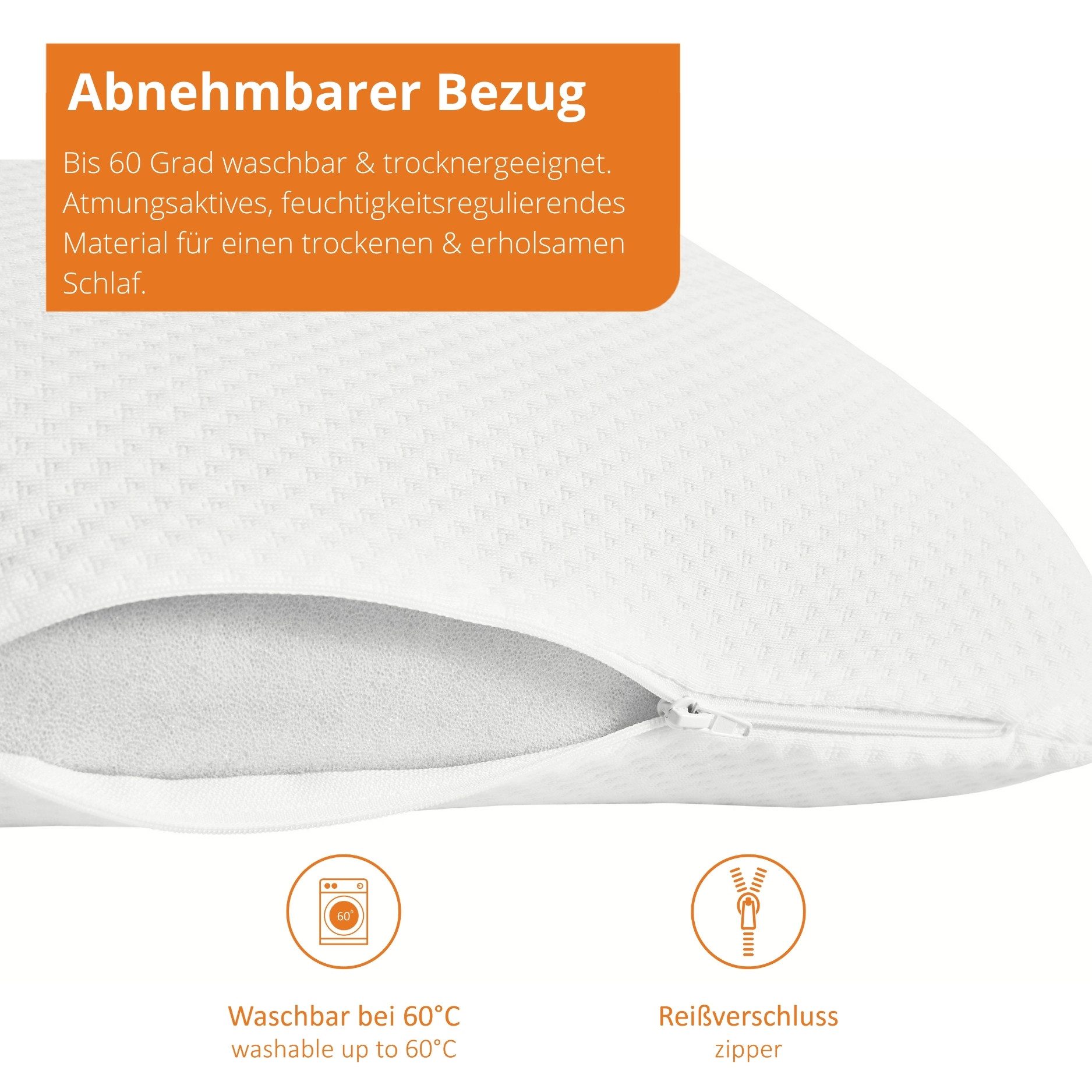 sleepling Kopfkissen orthopädisches Nackenstützkissen, Bezug: Polyester, Rückenschläfer, Seitenschläfer, viscoelastisches Kopfkissen, Memory Foam, waschbar, ÖKOTEX, 40 x 80 cm