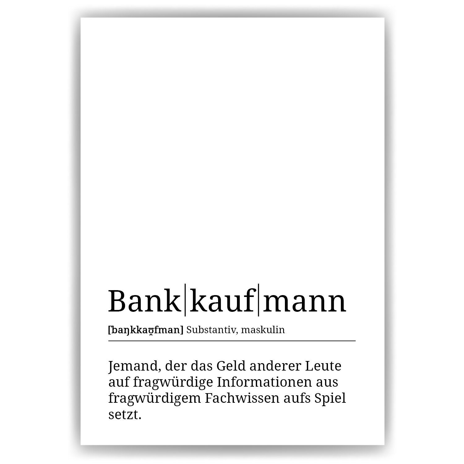 Tigerlino Poster Bankkaufmann Definition Geschenk Mitarbeiter Bänker Wandbild