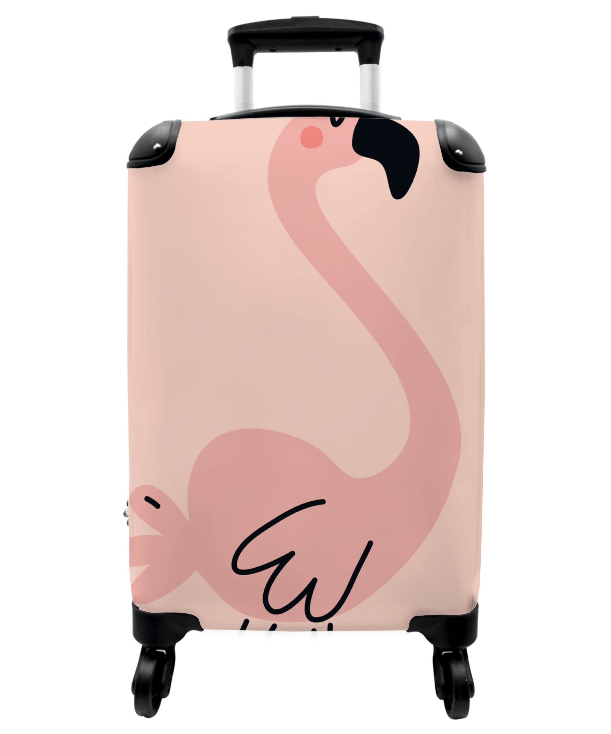 NoBoringSuitcases.com© Kinderkoffer 55x35x20cm Flamingo - Vogel - Rosa - Mädchen - Kinder, 4 Rollen, Koffer mit 4 rollen, Kindertrolley, Reisekoffer für Mädchen