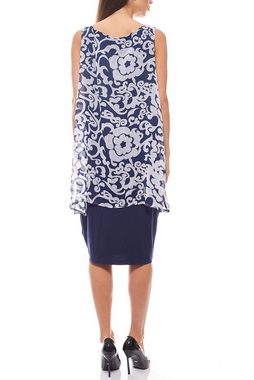 Zhenzi Jerseykleid ZHENZI Jerseykleid Knielang Layer-Look Sommerkleid Blumenkleid Blau