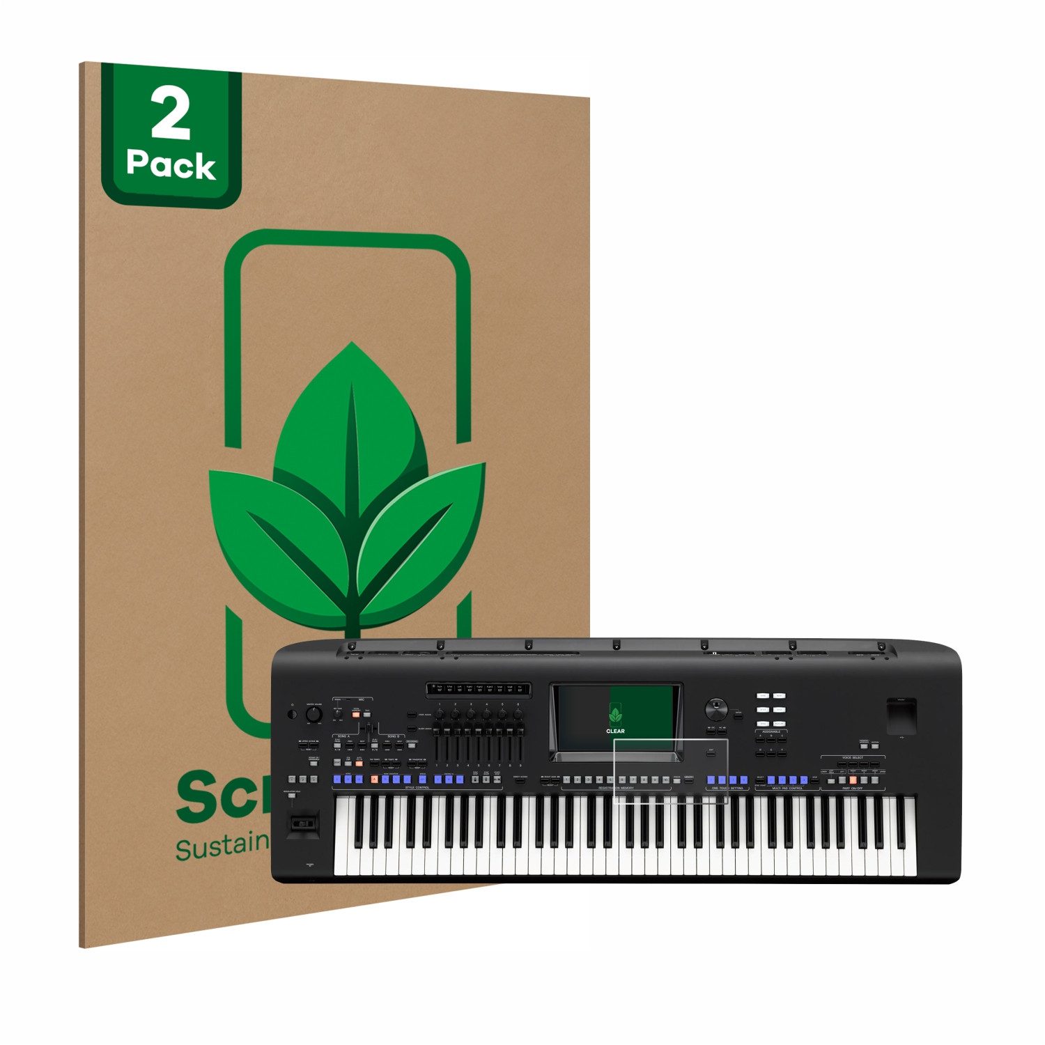ScreenLeaf Displayschutzfolie Schutzfolie für Yamaha Genos, 2 Stück, Displayschutz Schutz Folie Klar Transparent