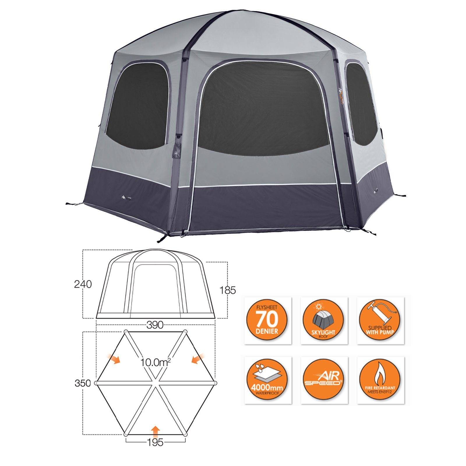 Vango Pavillon Air Hub Hex Luft Pavillon Camping Garten, Party Festival