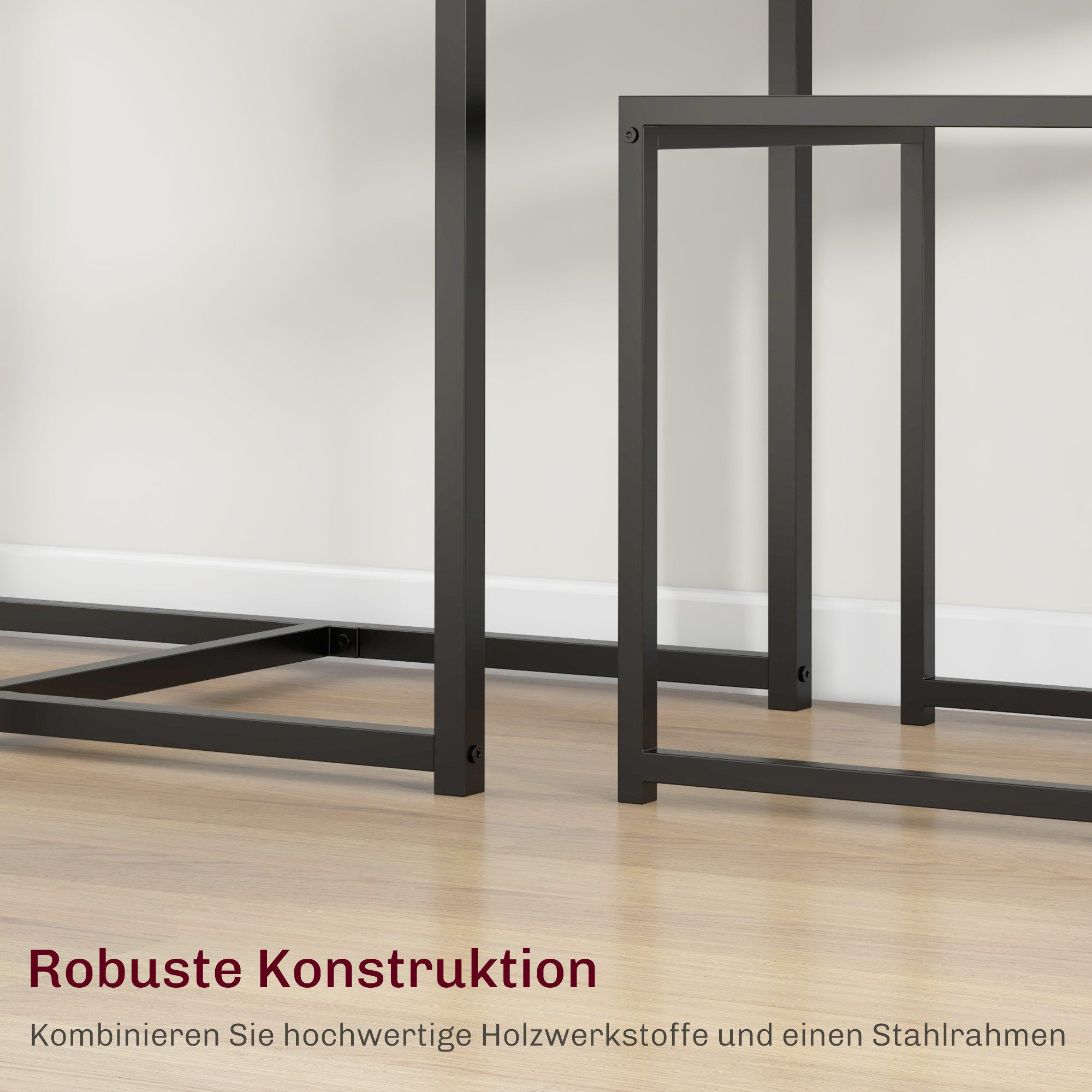 HOMCOM Essgruppe Esstisch mit 2 Stühlen Platzsparend Küchentisch-Set Schwarz, (Esstisch mit 2 Stühlen, 3-tlg., Platzsparend Esszimmergruppe), für Esszimmer, Küc – Bild 5 von 5