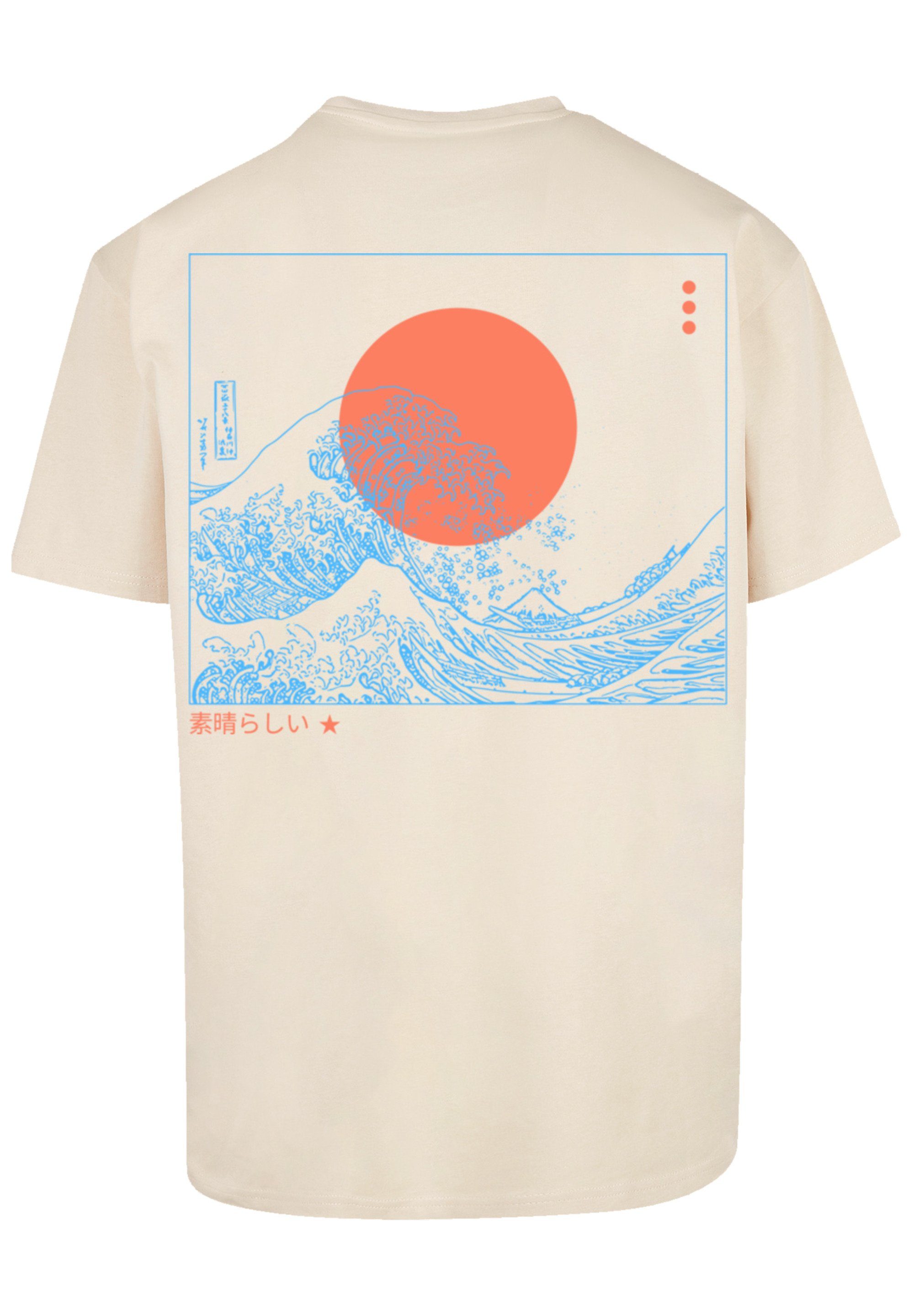 F4NT4STIC T-Shirt PLUS SIZE Kanagawa Welle Print sand