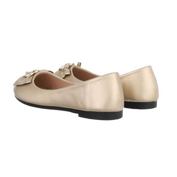 Ital-Design Damen Freizeit Ballerina Blockabsatz Klassische Ballerinas in Gold