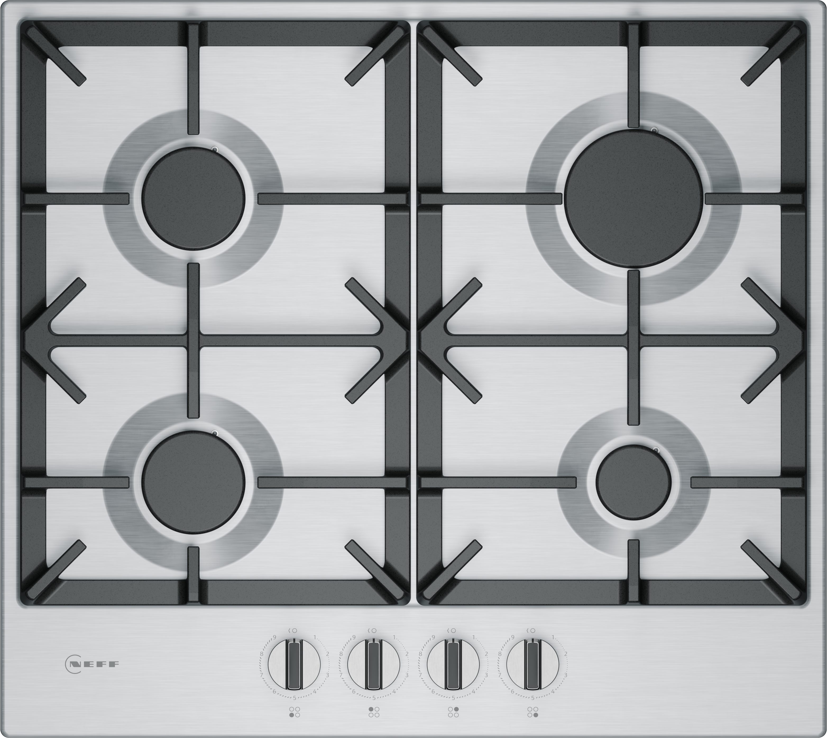 NEFF Gas-Kochfeld N 70 T26CIP8N0, Stabile Gusseisen-Topfträger & präzise FlameSelect®-Steuerung
