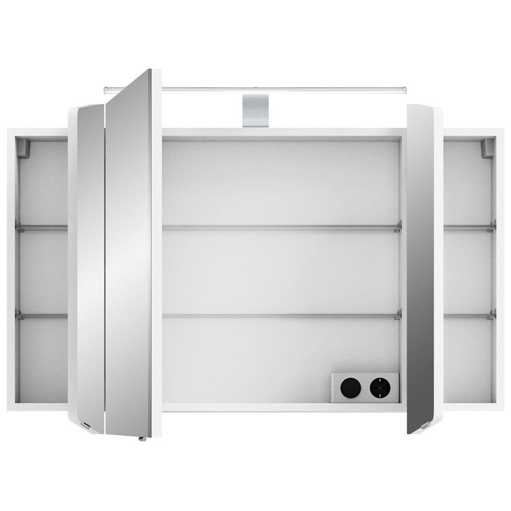 Lomadox Spiegelschrank CERVIA-66 B/H/T: Badezimmer 100cm 100/67/17 LED-Beleuchtung, cm in mit weiß