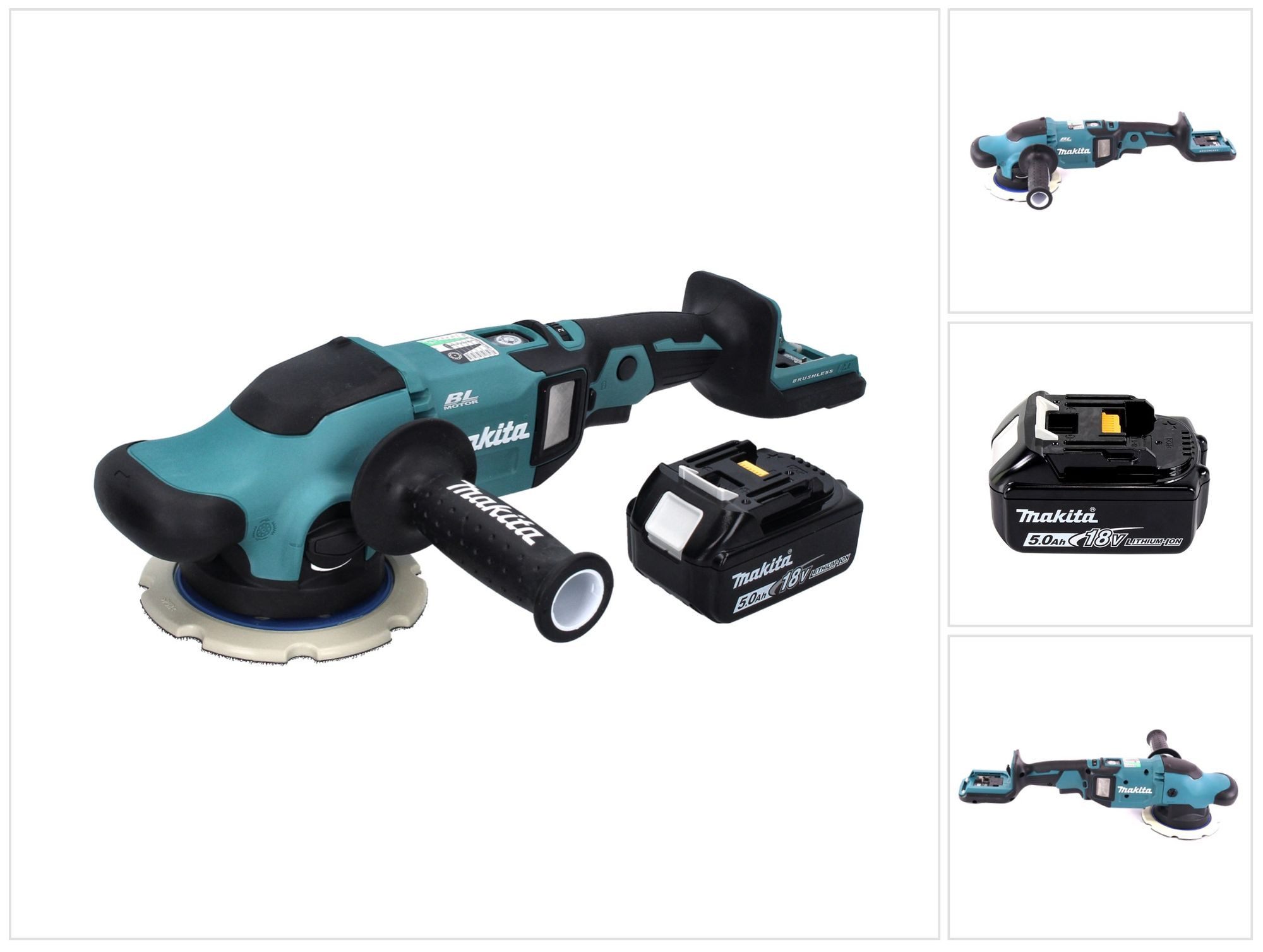 Makita Akku-Poliermaschine DPO 600 T1 Akku Exzenterpolierer 18 V 150 mm XPT Brushless