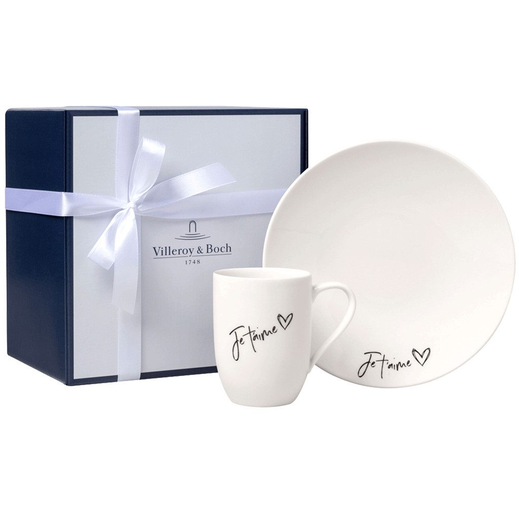 Villeroy & Boch Frühstücks-Geschirrset Statement Geschenkeset 2tlg (2-tlg), 1 Personen, Porzellan, Premium Porcelain, 2 Stck, mikrowellensicher,spülmaschinenfest, Made i