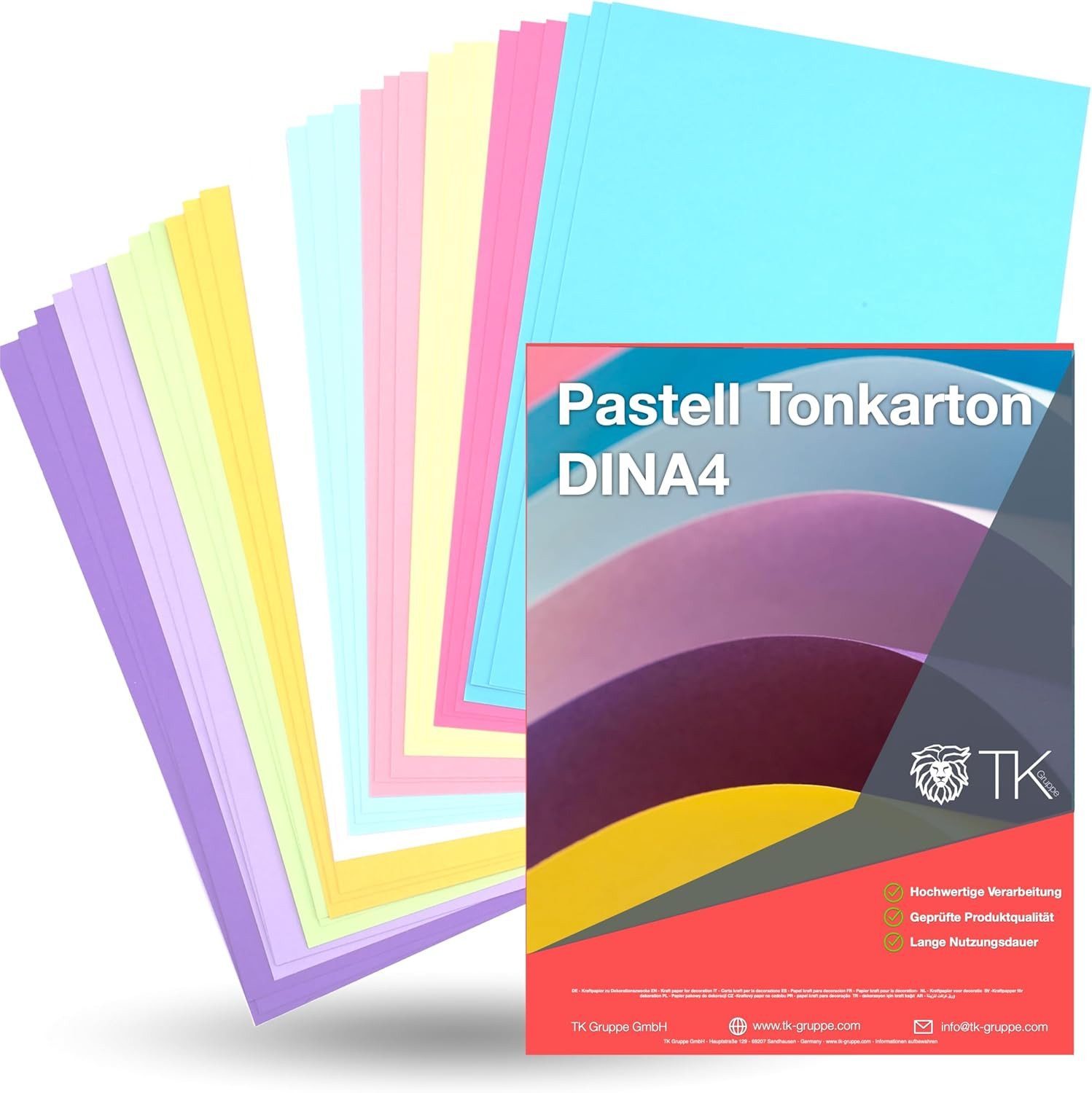 Bastelfreund® Bastelkartonpapier 100 Blatt - Pastellpapier Buntpapier 250 g/m² - A4 Копіювальний папір, Папірstärke 230 g/m²