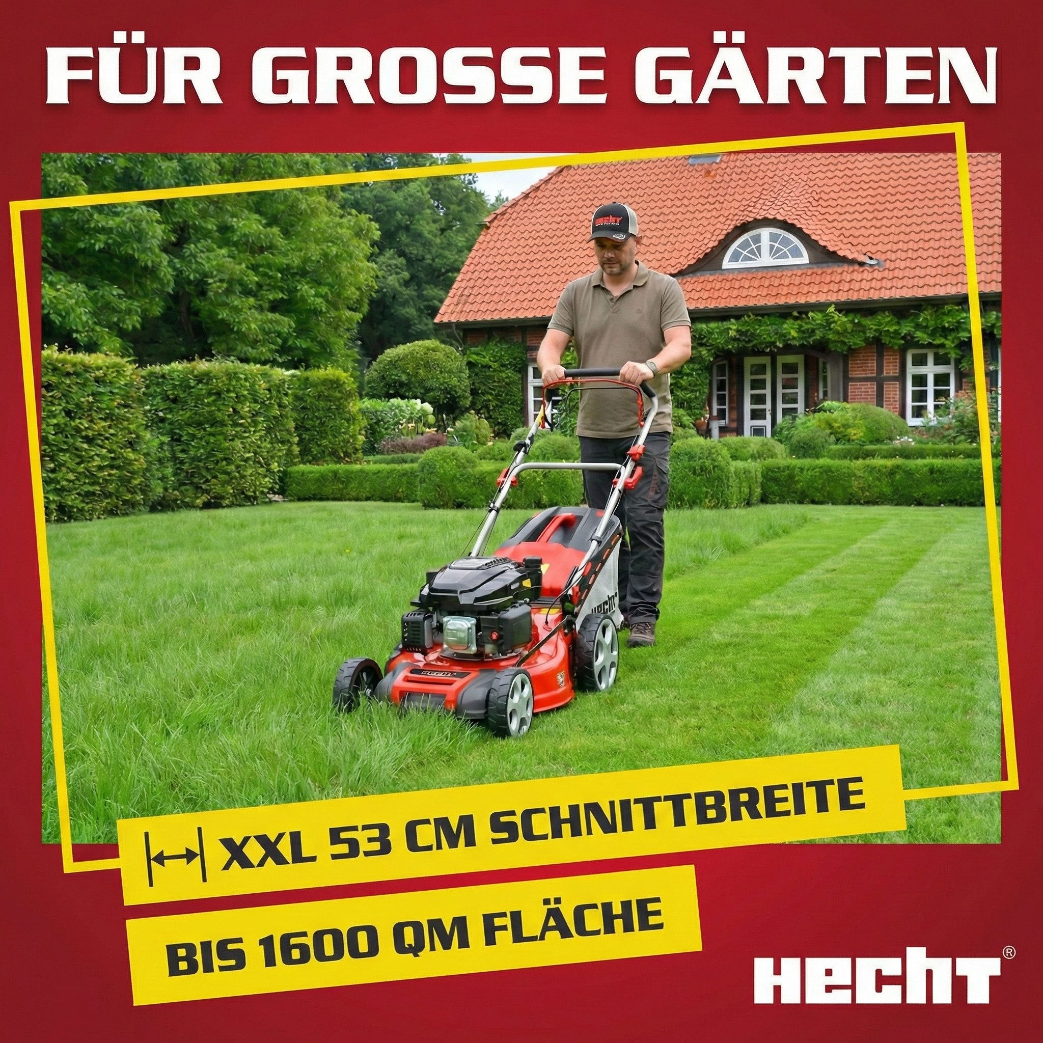 Hecht Benzinrasenmäher 554 SX mit Radantrieb 5in1, 53 cm Schnittbreite, Mulchkit, 6 PS, 75L Fangkorb – Bild 5 von 5
