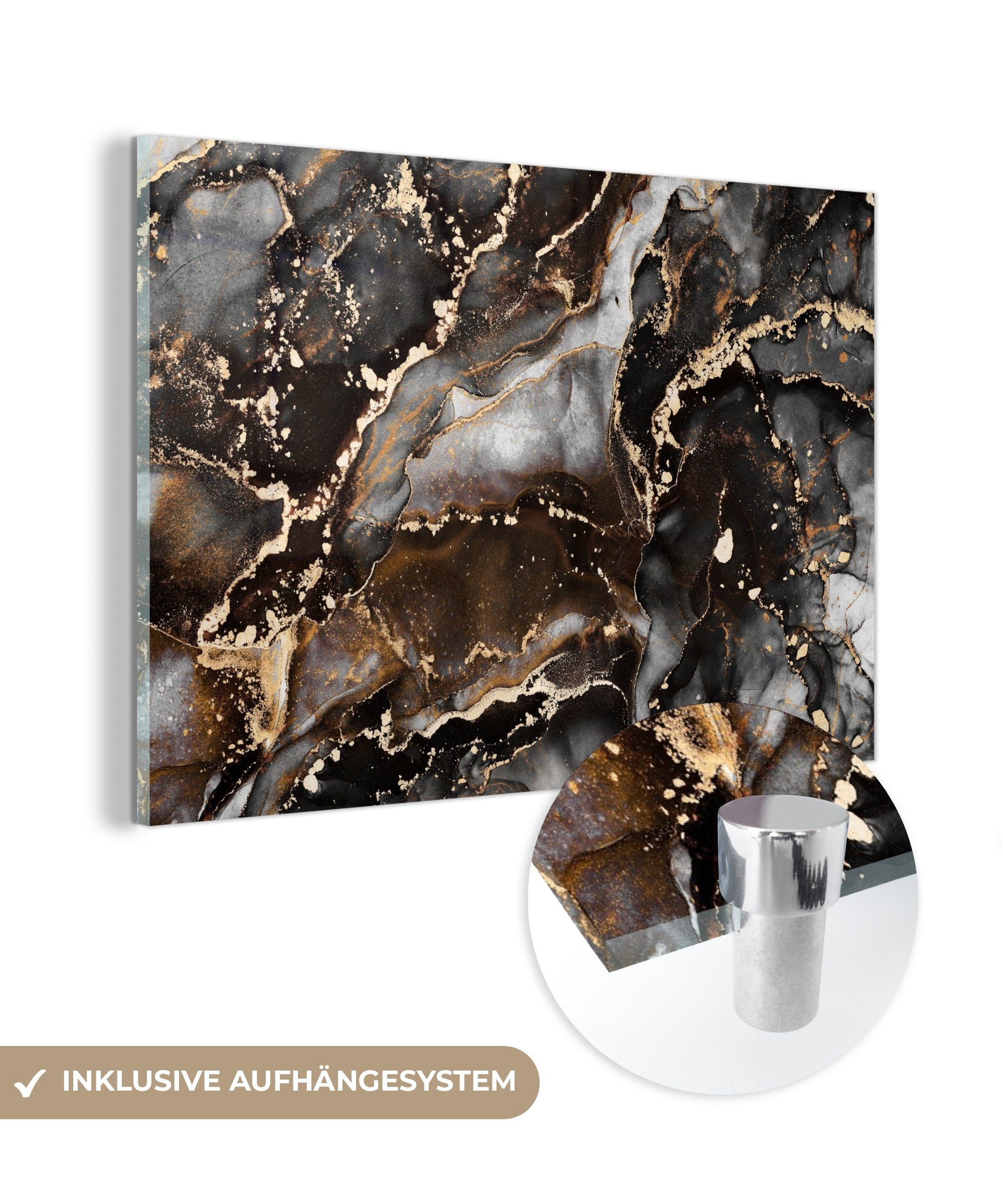MuchoWow Acrylglasbild Marmor - Gold - günstig online kaufen