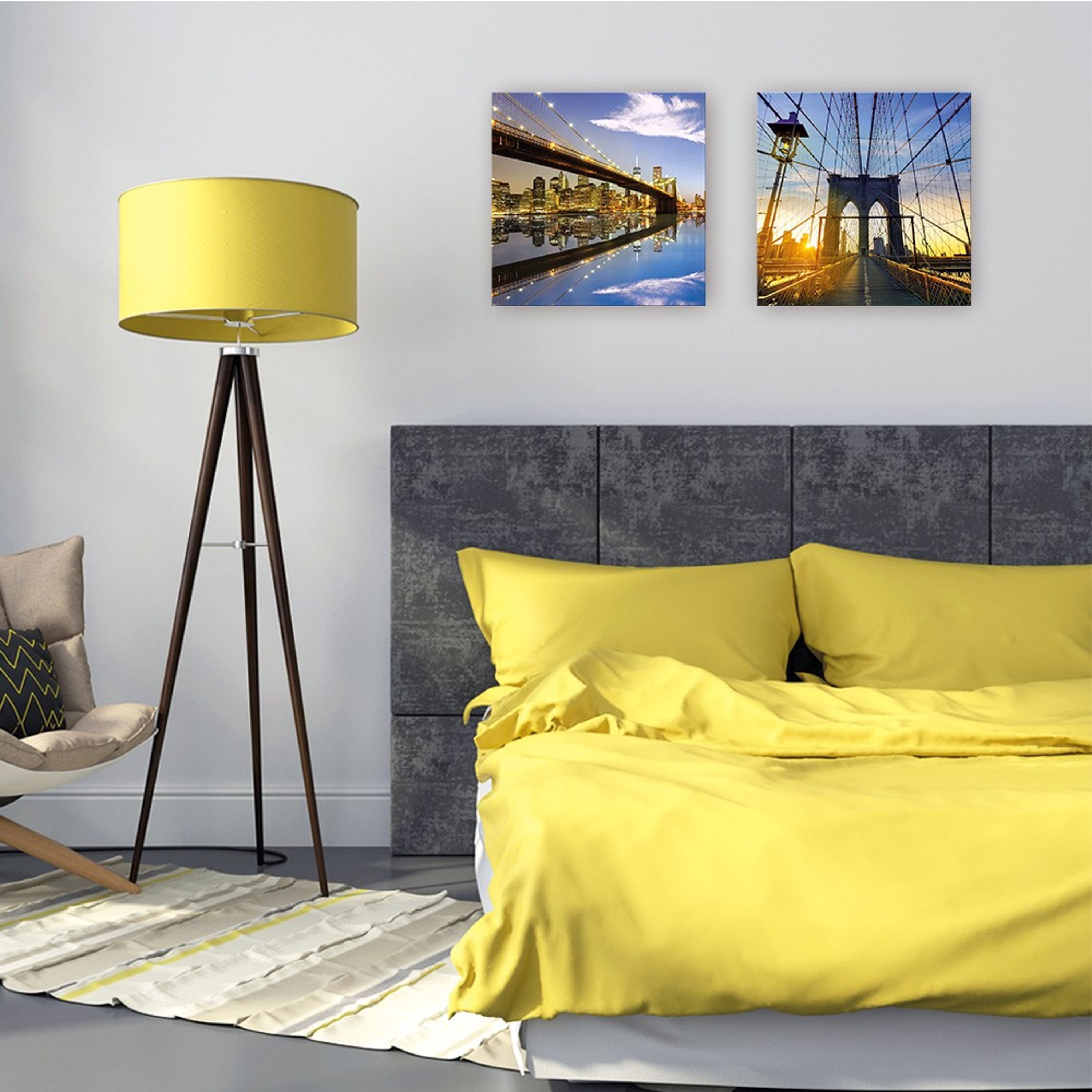 artissimo Deco-Panel Bild 30x30 cm Jugendzimmer / Wandbild klein leicht / modern urban, Städte: New York Brooklyn Bridge