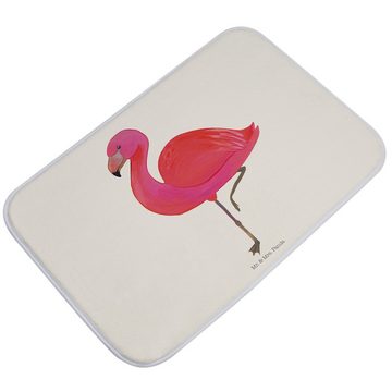 Badematte Flamingo Classic - Weiß - Geschenk, Tochter, Badteppich, Stolz, Badvo Mr. & Mrs. Panda, Höhe 1 mm, 100% Polyester, rechteckig, Einzigartiges Design