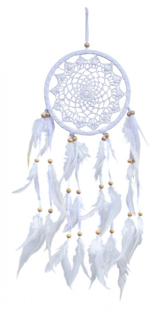 Saraswati Traumfänger Traumfänger mit gehäkeltem Netz, weiss 16x50cm