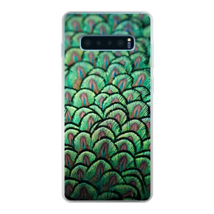 MuchoWow Handyhülle Pfau - Federn - Muster Phone Case Handyhülle Samsung Galaxy S10+ Silikon Schutzhülle