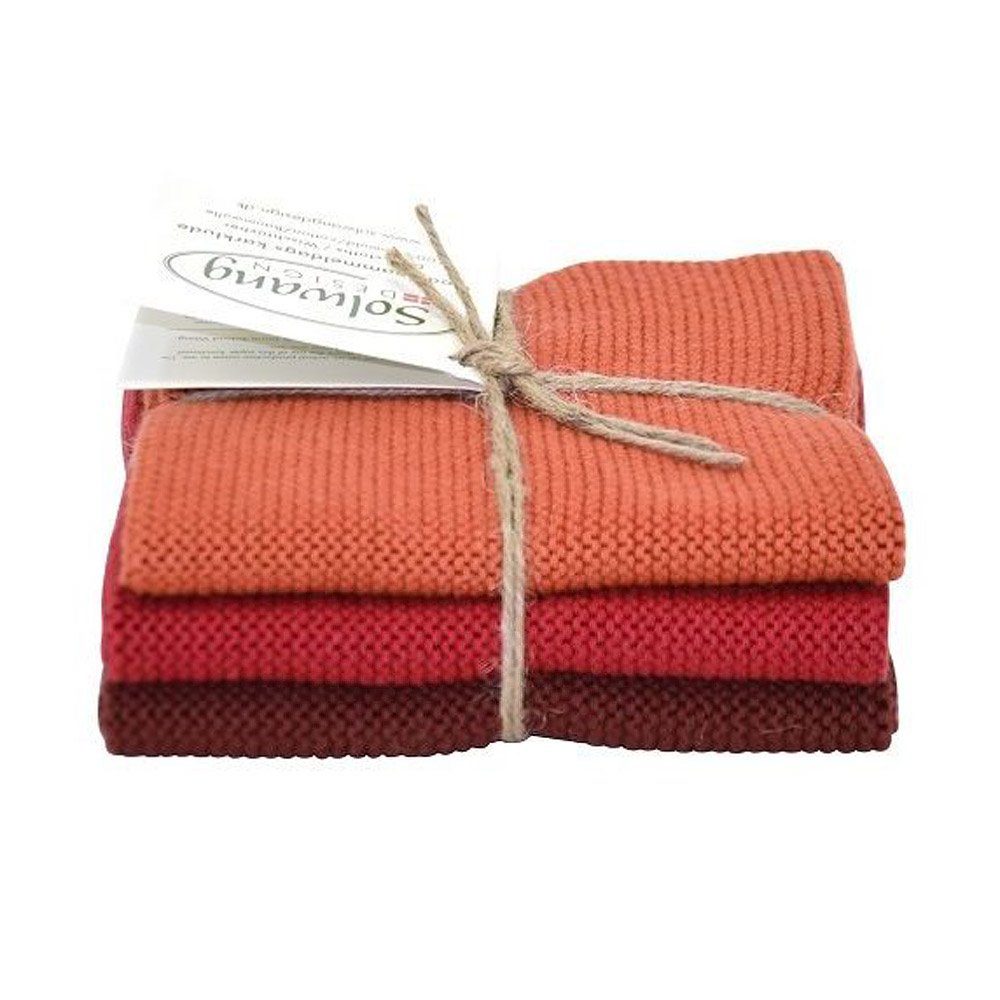 Solwang 3er SOLWANG Wischtuch Küchentuch Waschlappen Baumwolle - GEBRANNTES RO Reinigungstuch
