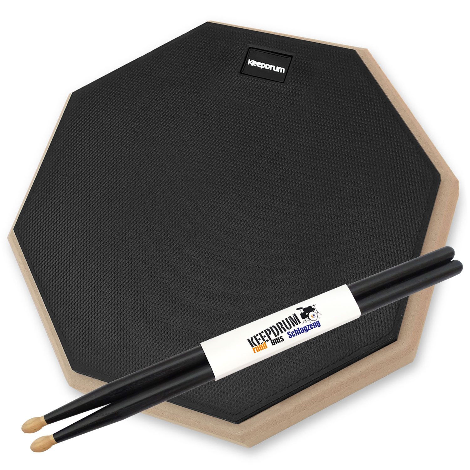 keepdrum Schlagzeug keepdrum Übungspad DP-BK12 schwarz 12 Zoll mit Drumsticks 5BB 1 Paar,Übungspad, Übungspad, Vorteils-Set mit Drumsticks 5BB 1 Paar