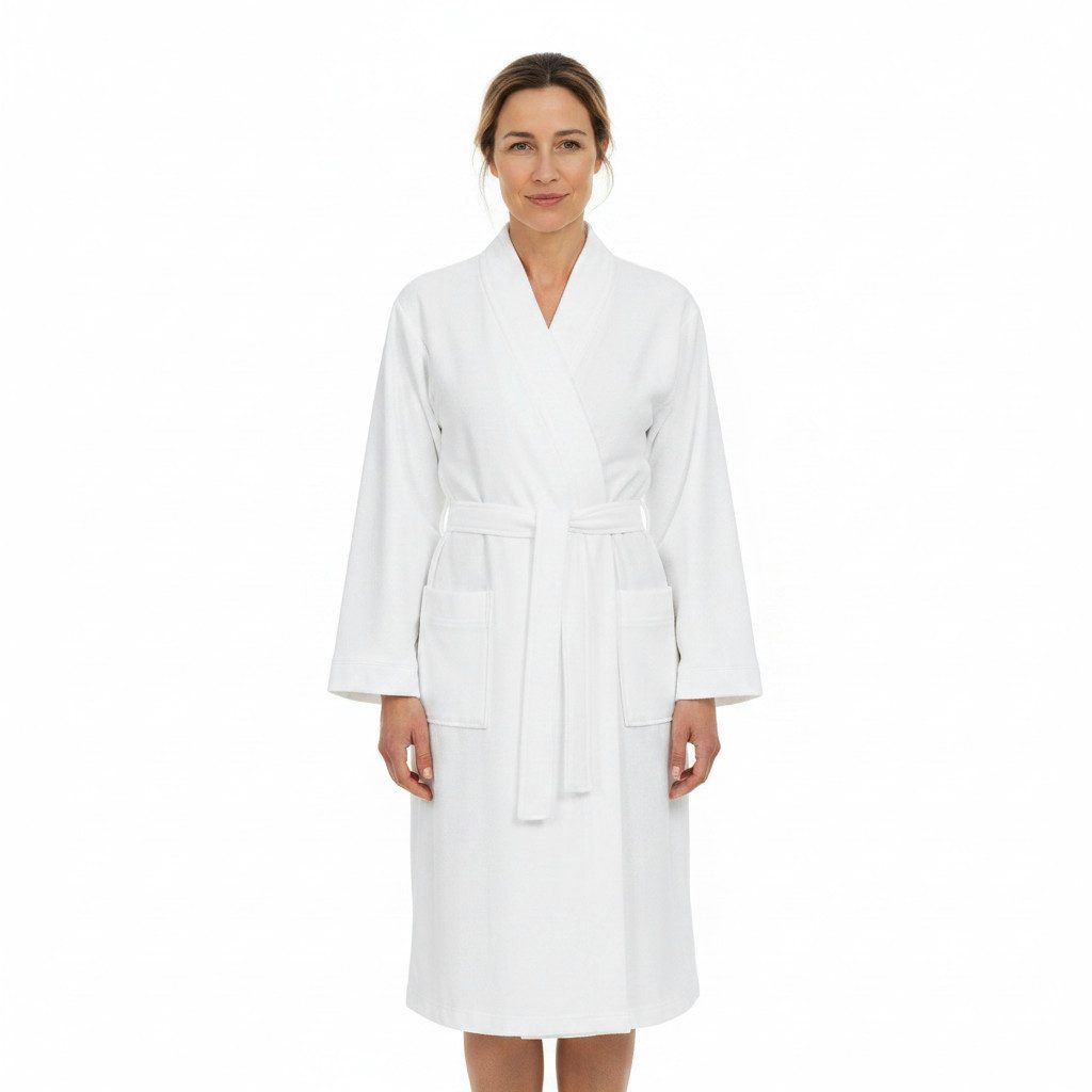 Ringella Unisex-Bademantel aus Frottee mit Bindegürtel, aufgesetzte Taschen, Baumwolle, Kimono-Kragen, Gürtel, saugstark & pflegeleicht