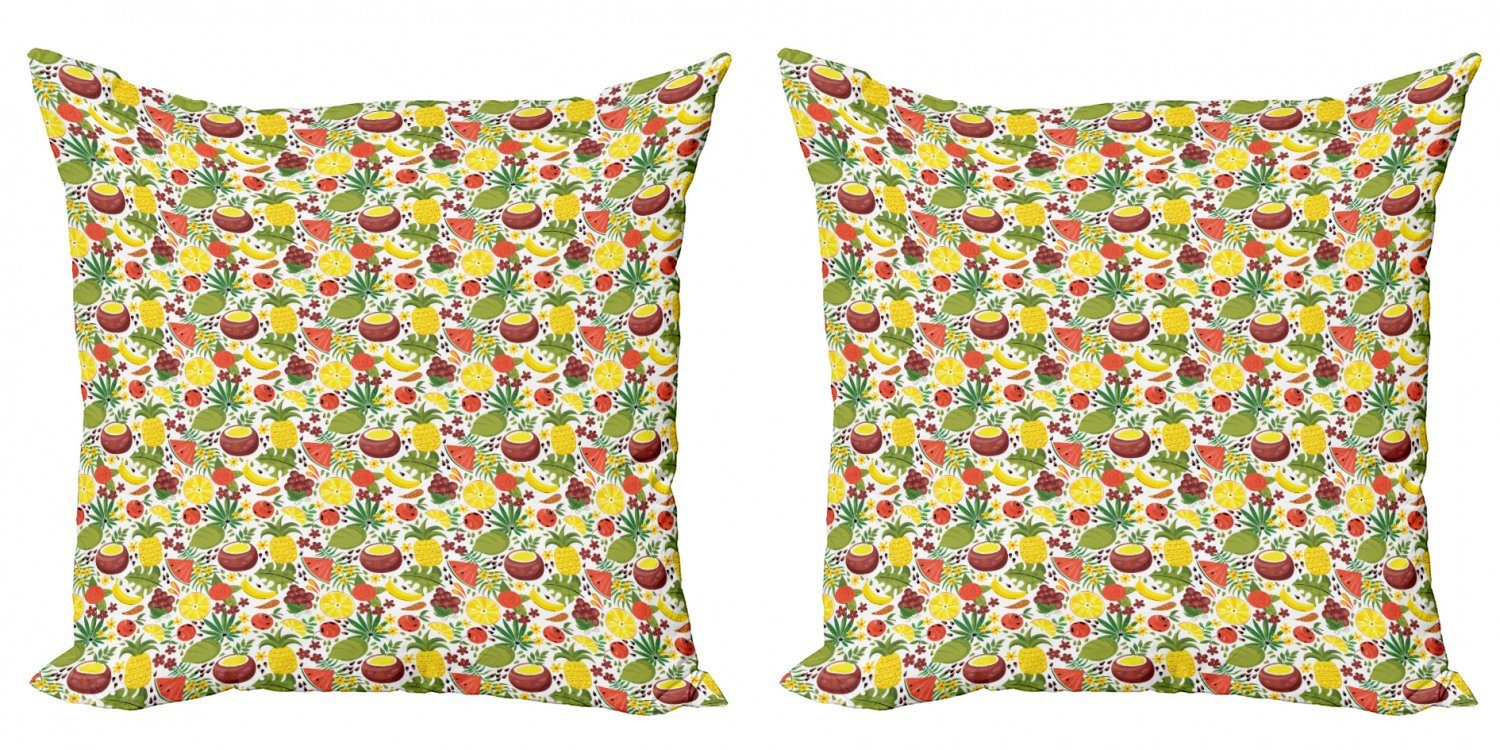 Blumen Tropische Doppelseitiger Kissenbezüge Accent Modern (2 Digitaldruck, Stück), Abakuhaus hawaiisch Früchte