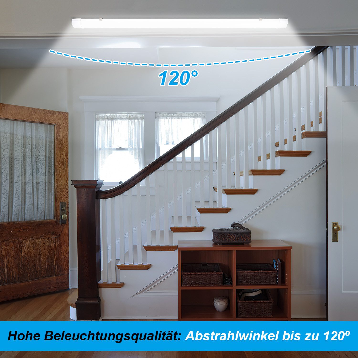 Clanmacy Außen-Deckenleuchte LED Feuchtraumleuchte Keller Wannenleuchte Werkstatt Röhre Garage 18W