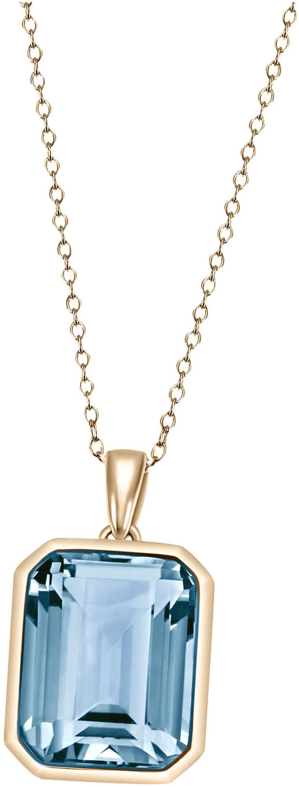 Firetti Kette mit Anhänger Schmuck Geschenk Silber 925 Halsschmuck Halskette Ankerkette Quadrat, mit Amethyst oder Topas