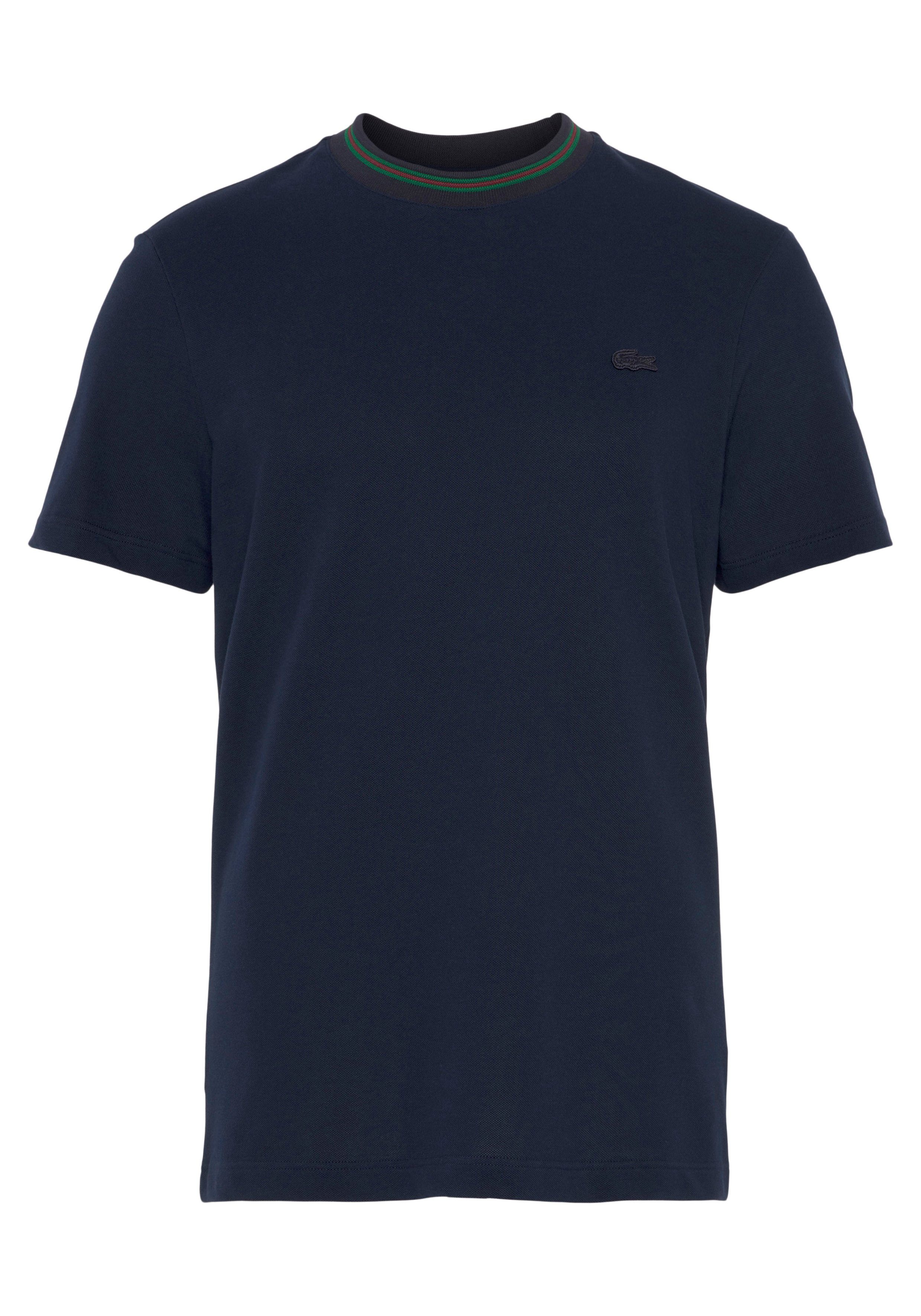 Details Ausschnitt Lacoste T-SHIRT am Mit kontrastfarbenen mit Rundhalsausschnitt, T-Shirt