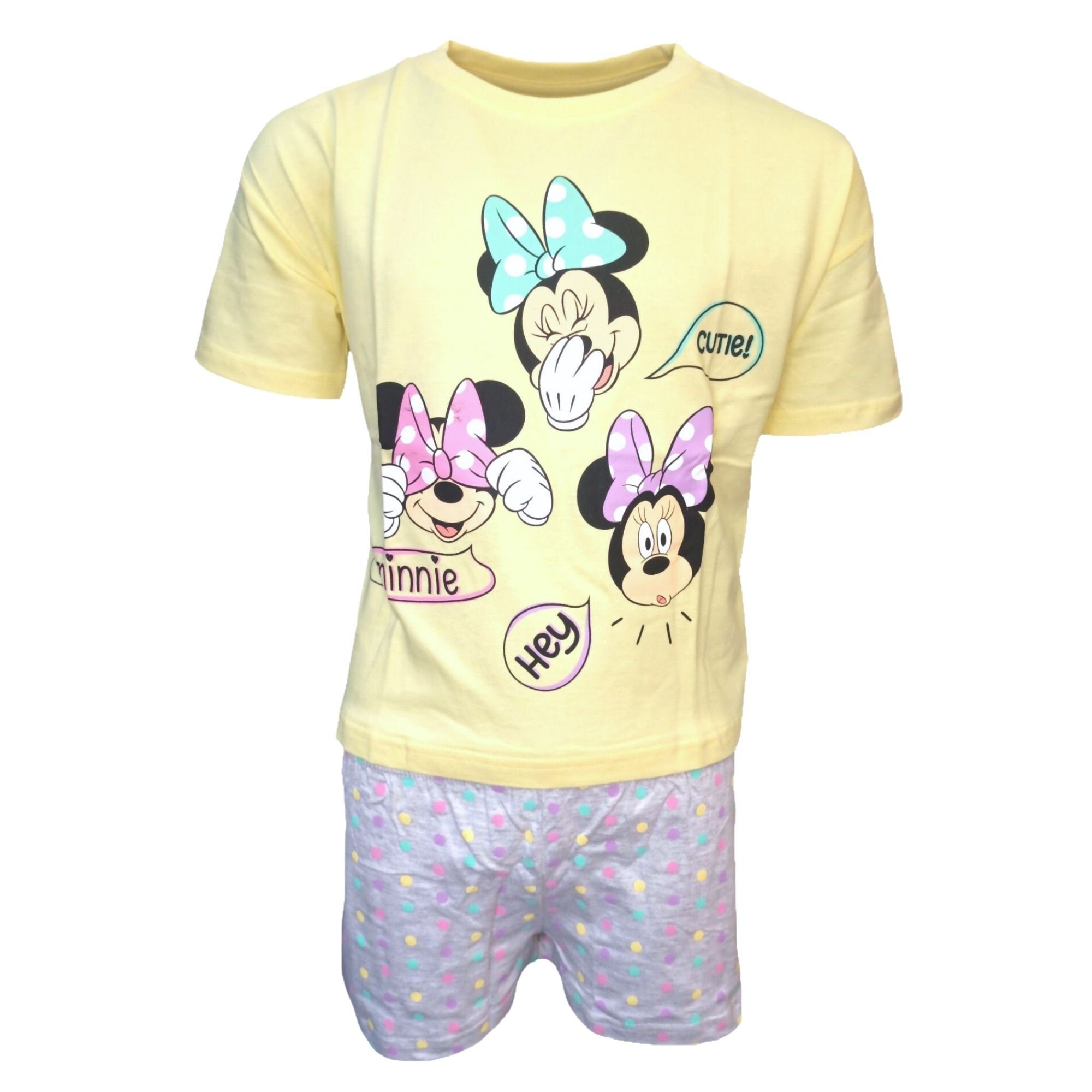 Disney Minnie Mouse Schlafanzug Minnie Maus (2 tlg) Mädchen Pyjama kurz - Shorty Gr. 104-134 cm Gelb | Pyjamas