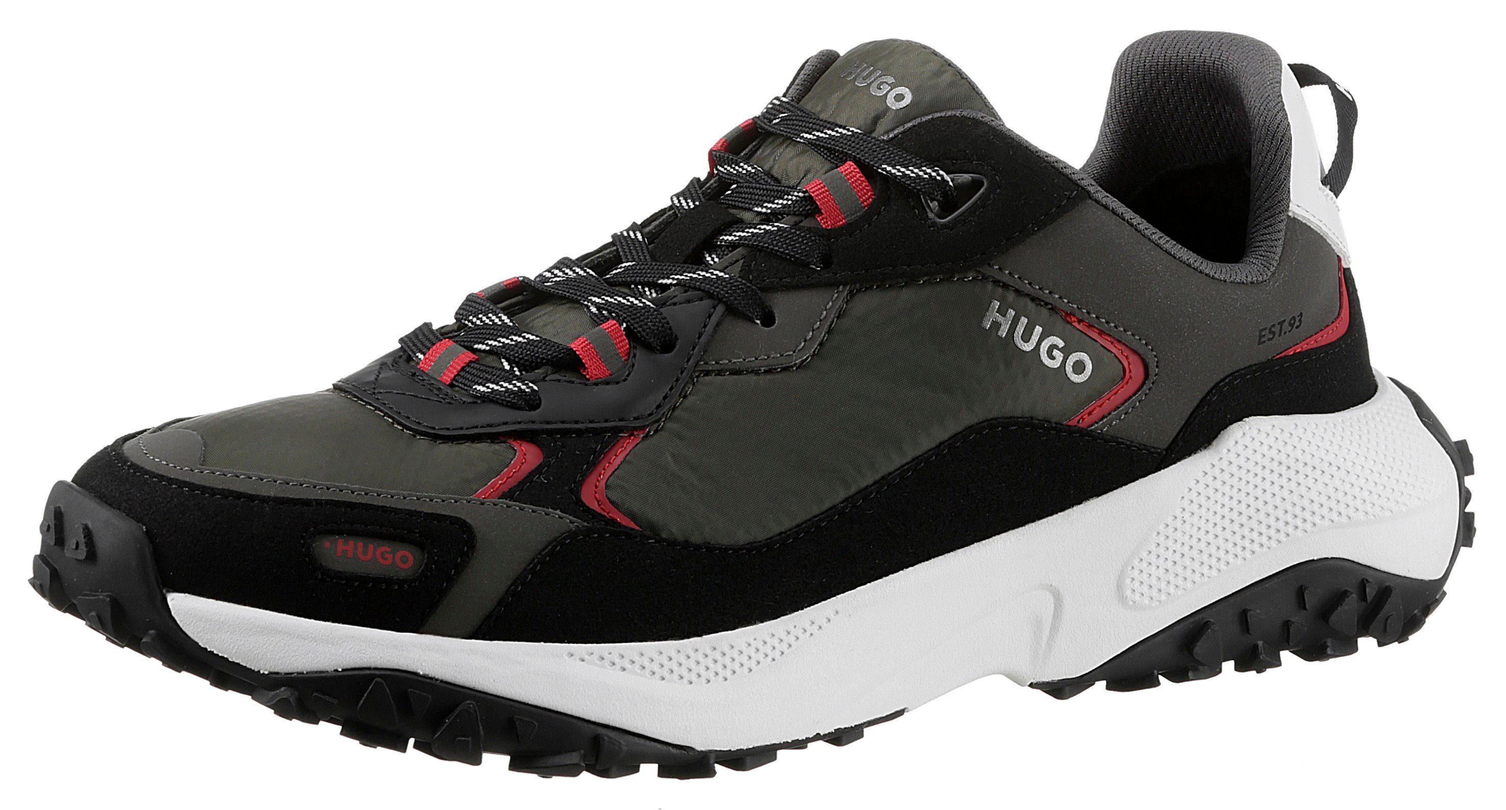 HUGO GO1ST_Runn Sneaker mit profilierter Laufsohle khaki-kombiniert