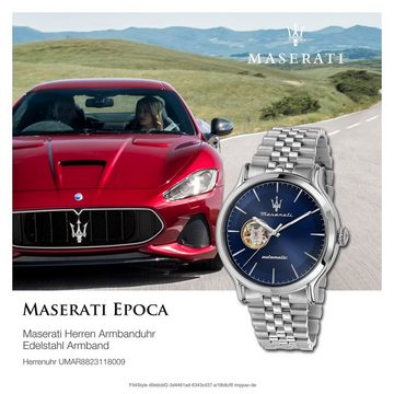 MASERATI Quarzuhr Maserati Herren Armbanduhr Epoca, (Analoguhr), Herrenuhr rund, groß (ca. 42mm) Edelstahlarmband, Made-In Italy
