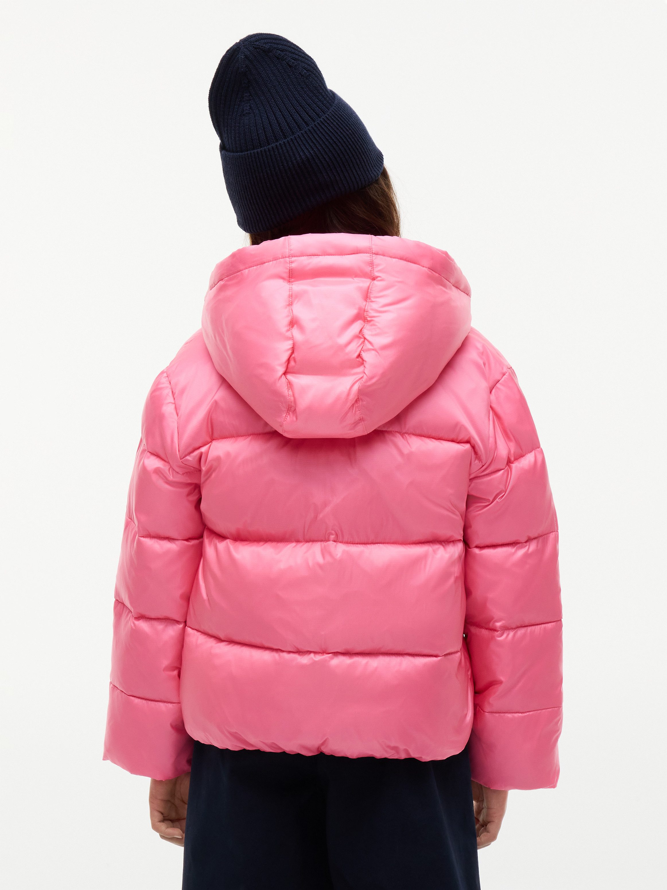 Tommy Hilfiger Steppjacke mit Kapuze, Regular Fit, leicht glänzendes Material