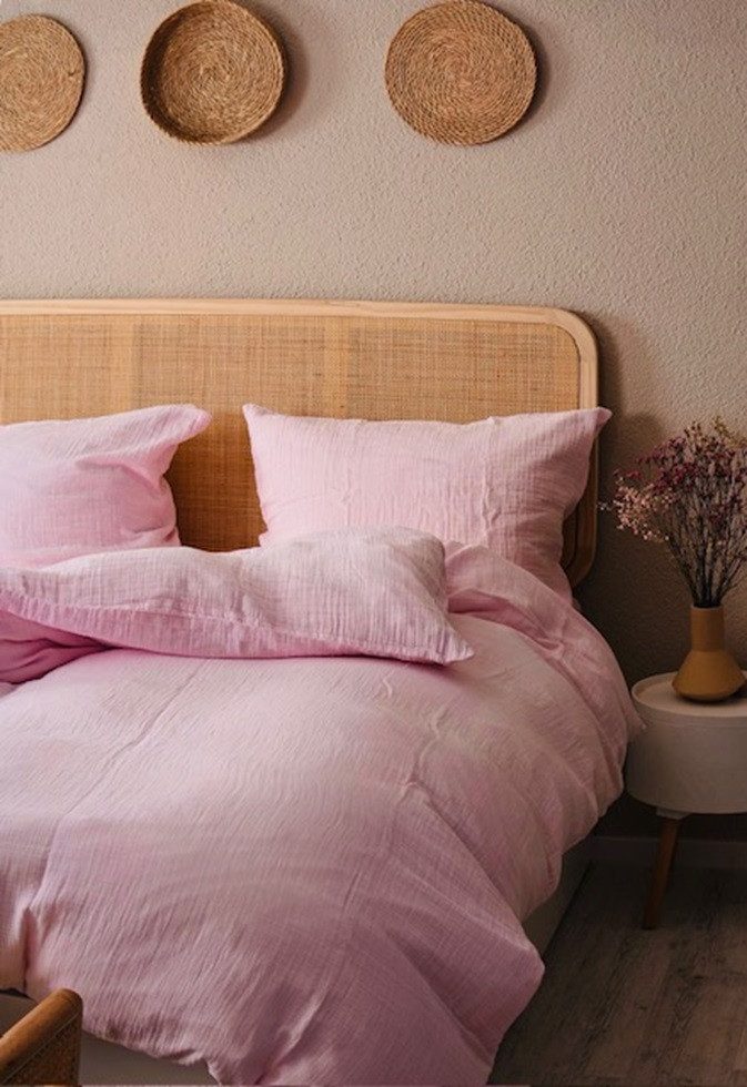 Sandiik Bettwäsche Bio-Musselin Bettwäsche 135x200cm in Zartrosa mit Reißve günstig online kaufen