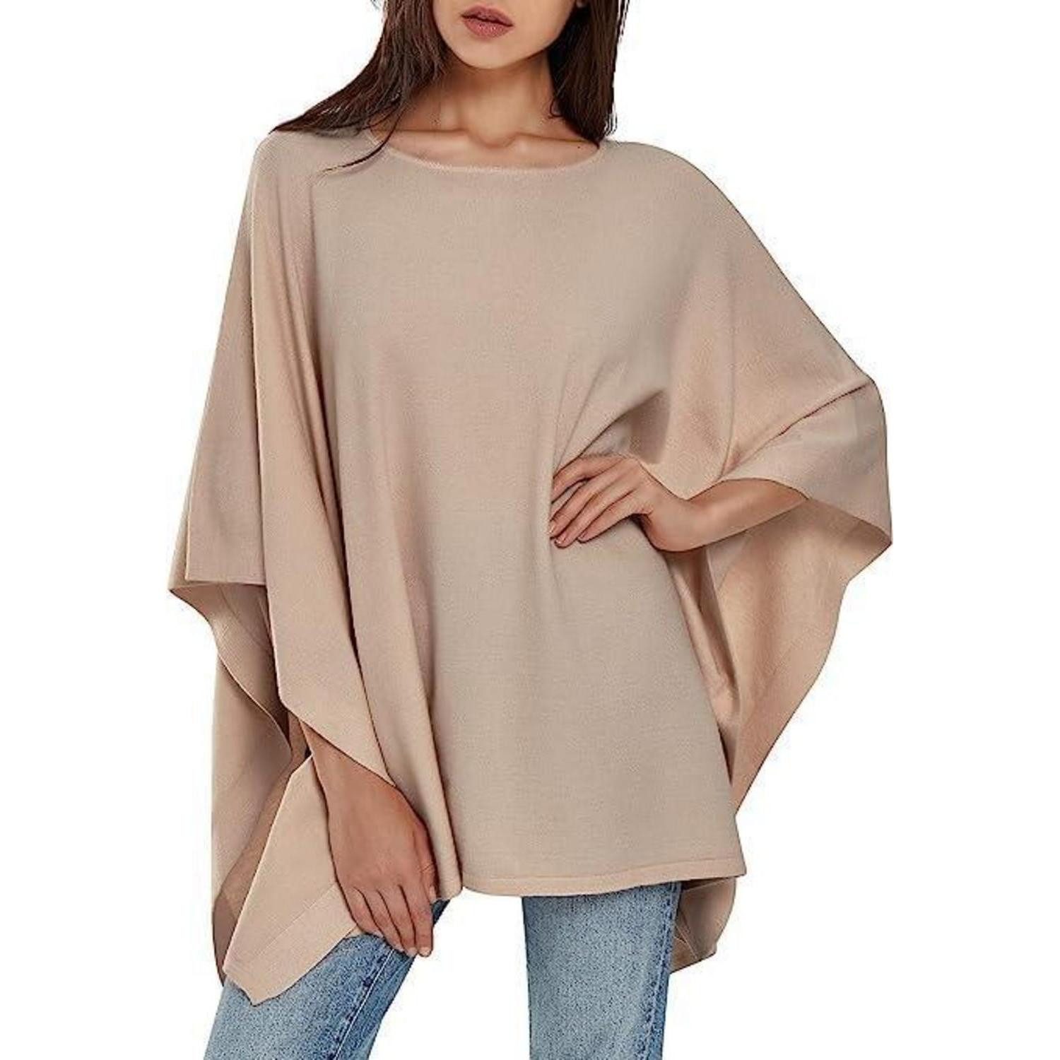 LuxusKollektion Poncho Damen Poncho Pullover Beige (1-St)