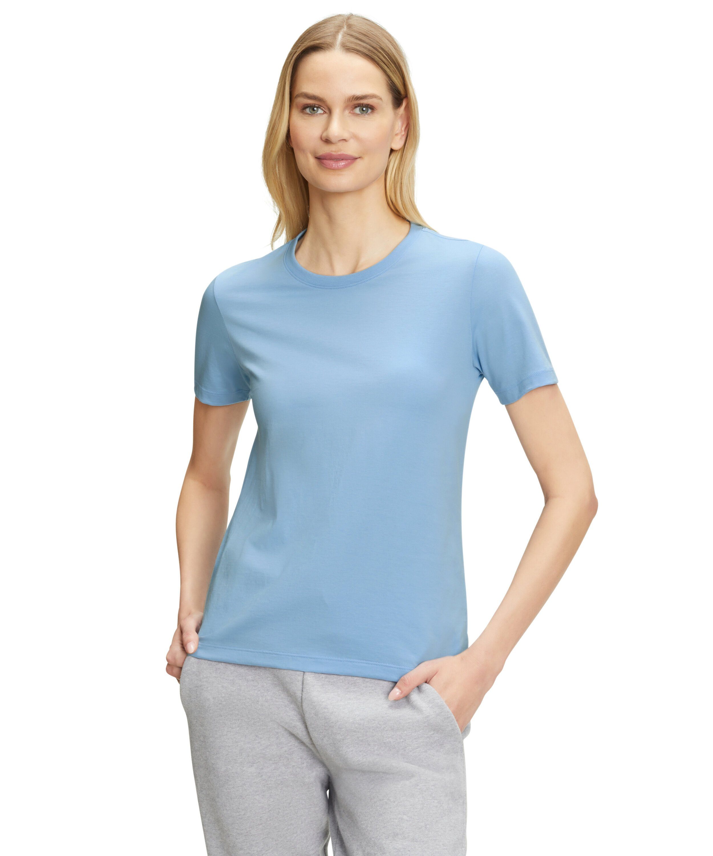 (6807) blue reiner T-Shirt sky (1-tlg) aus FALKE Baumwolle